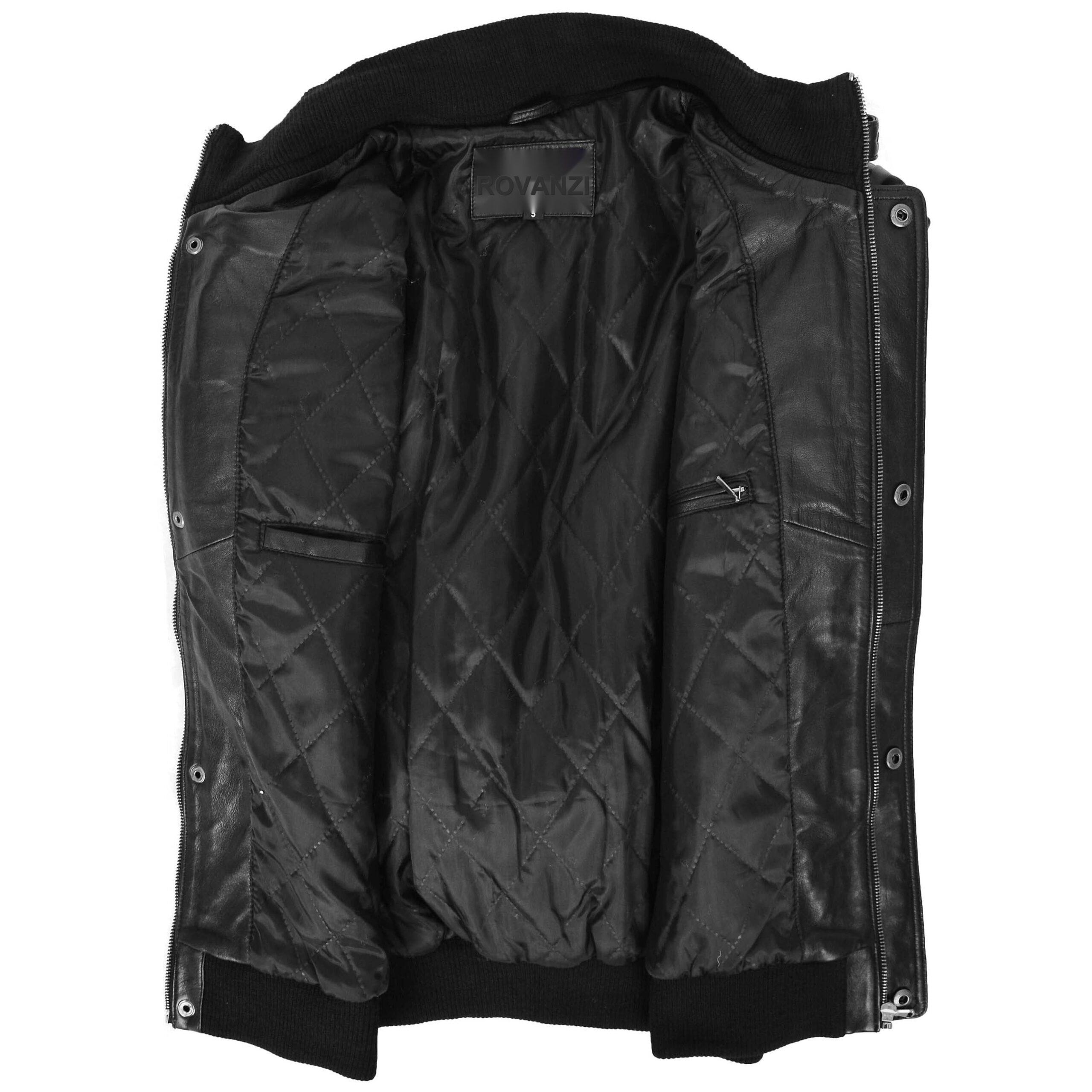 BUNERI Chaqueta Hombre Cuero Bomber Cazadora de Vuelo Negro - Imagen 6