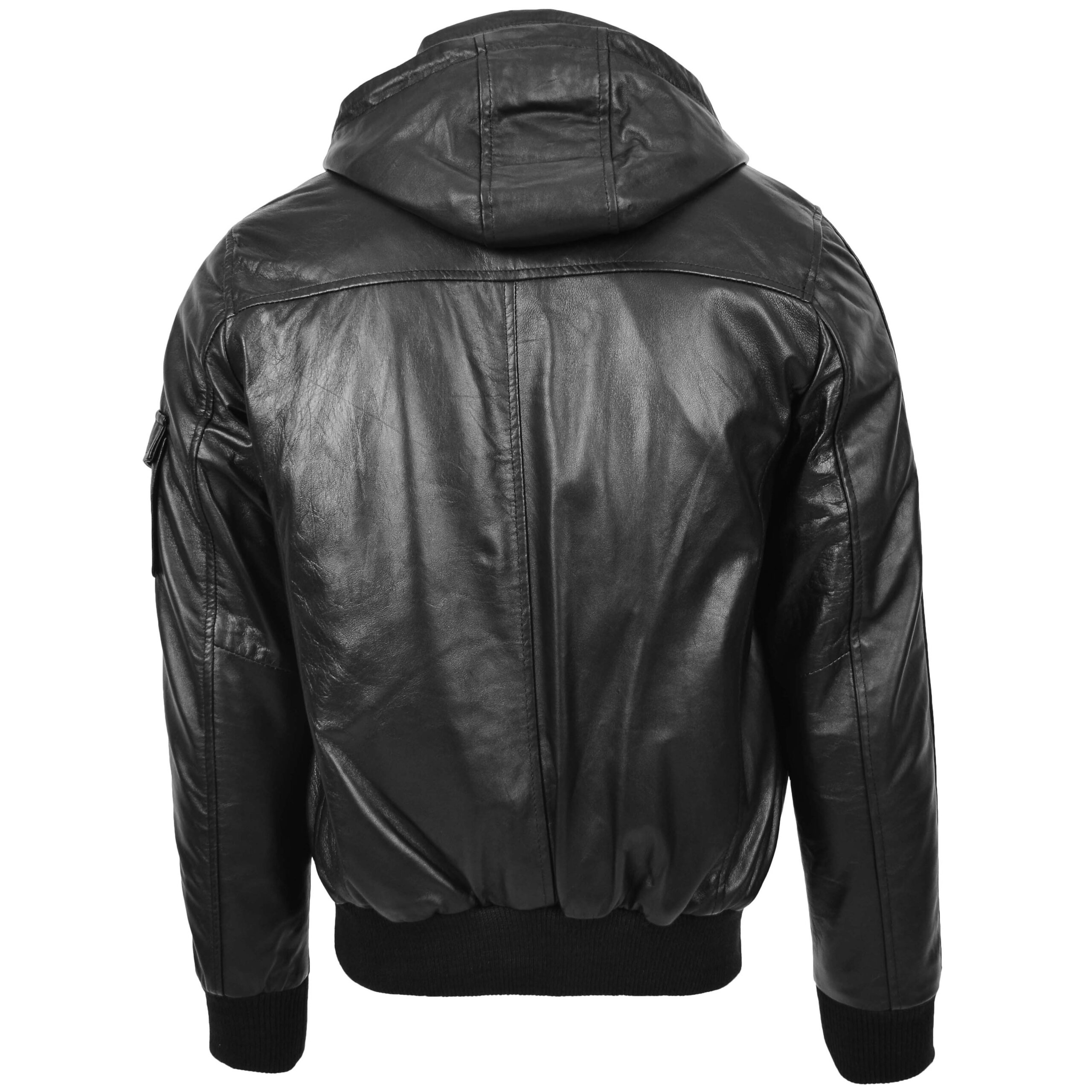 BUNERI Bomber Cuero Bronx Negra con Capucha - Imagen 2