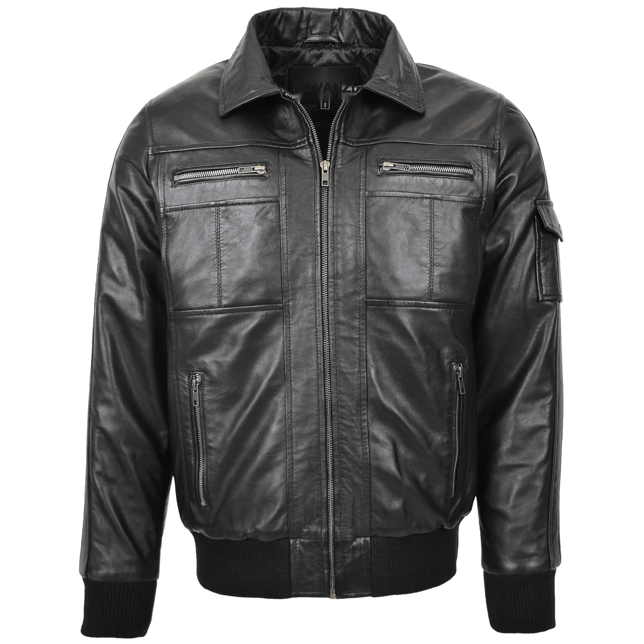 BUNERI Bomber Cuero Bronx Negra con Capucha - Imagen 4