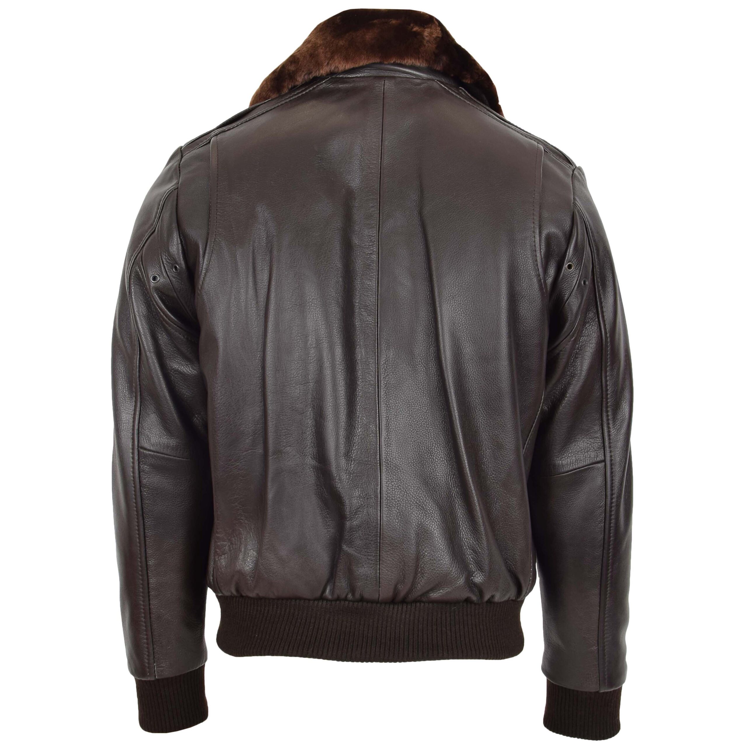 BUNERI Piloto Cuero Leroy Marrón Bomber Cuello Desmontable - Imagen 2