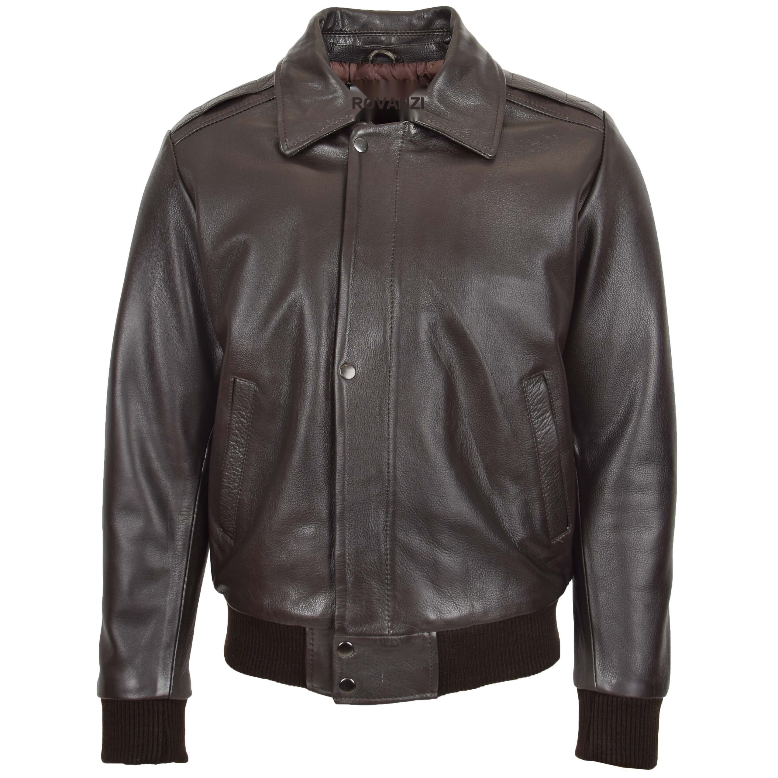 BUNERI Piloto Cuero Leroy Marrón Bomber Cuello Desmontable - Imagen 4