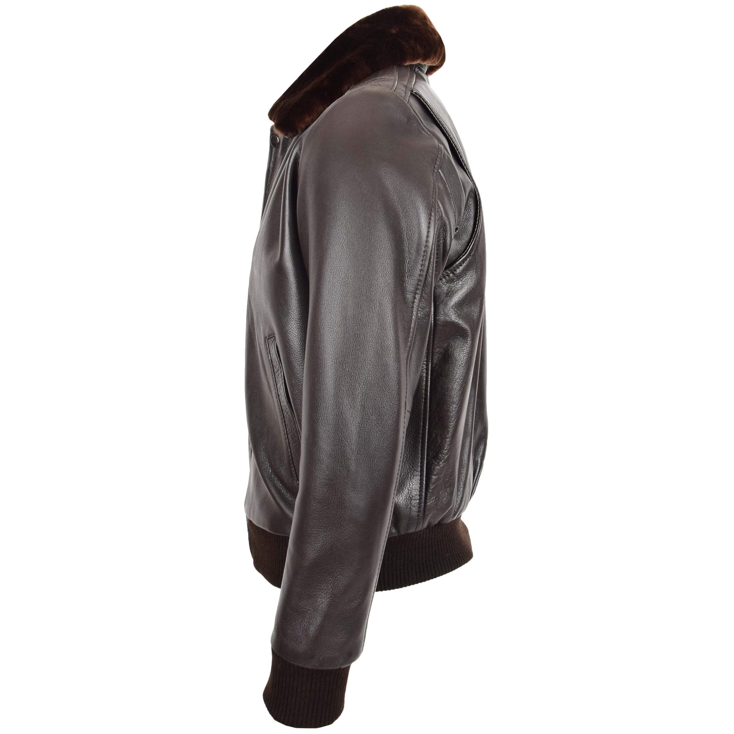 BUNERI Piloto Cuero Leroy Marrón Bomber Cuello Desmontable - Imagen 6
