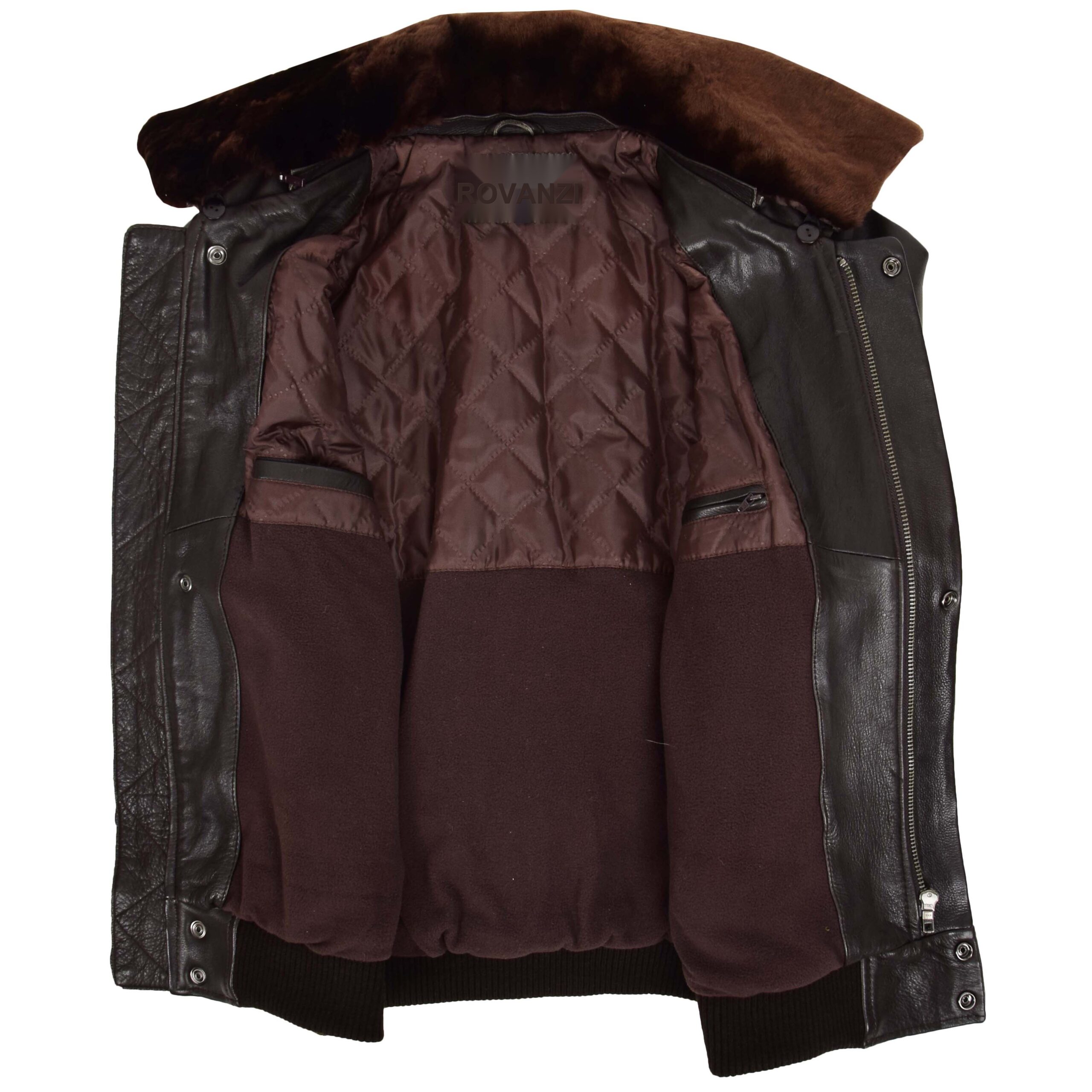 BUNERI Piloto Cuero Leroy Marrón Bomber Cuello Desmontable - Imagen 7
