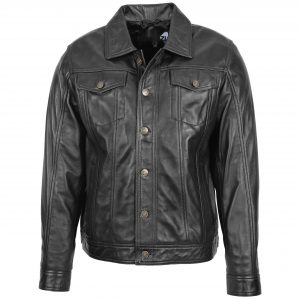 BUNERI Cuero Terry Negro Estilo Lee Rider Casual