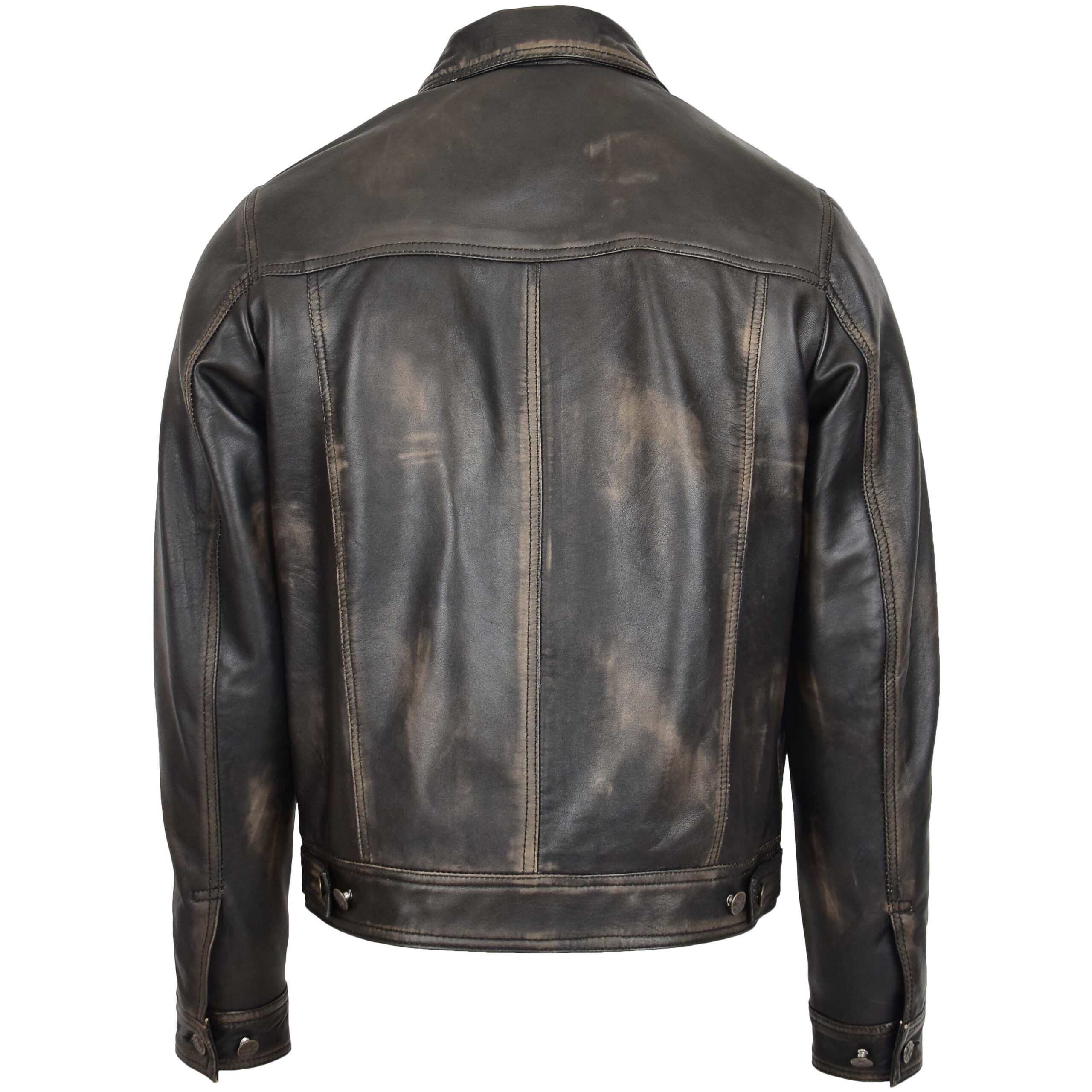 BUNERI Chaqueta Hombre Cuero Lee Rider Casual Negro Bicolor II - Imagen 2