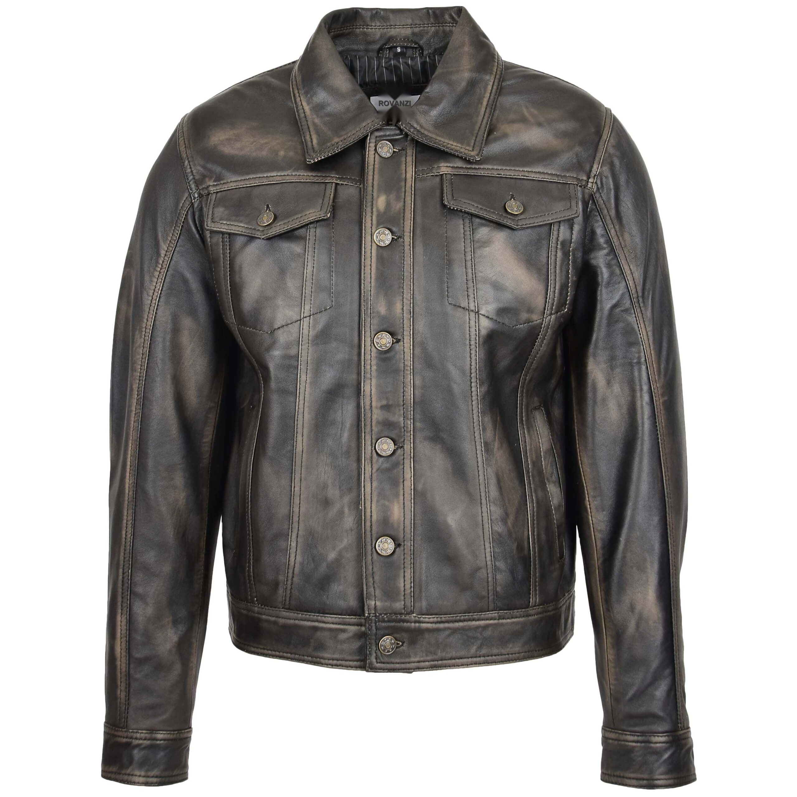 BUNERI Chaqueta Hombre Cuero Lee Rider Casual Negro Bicolor II - Imagen 3
