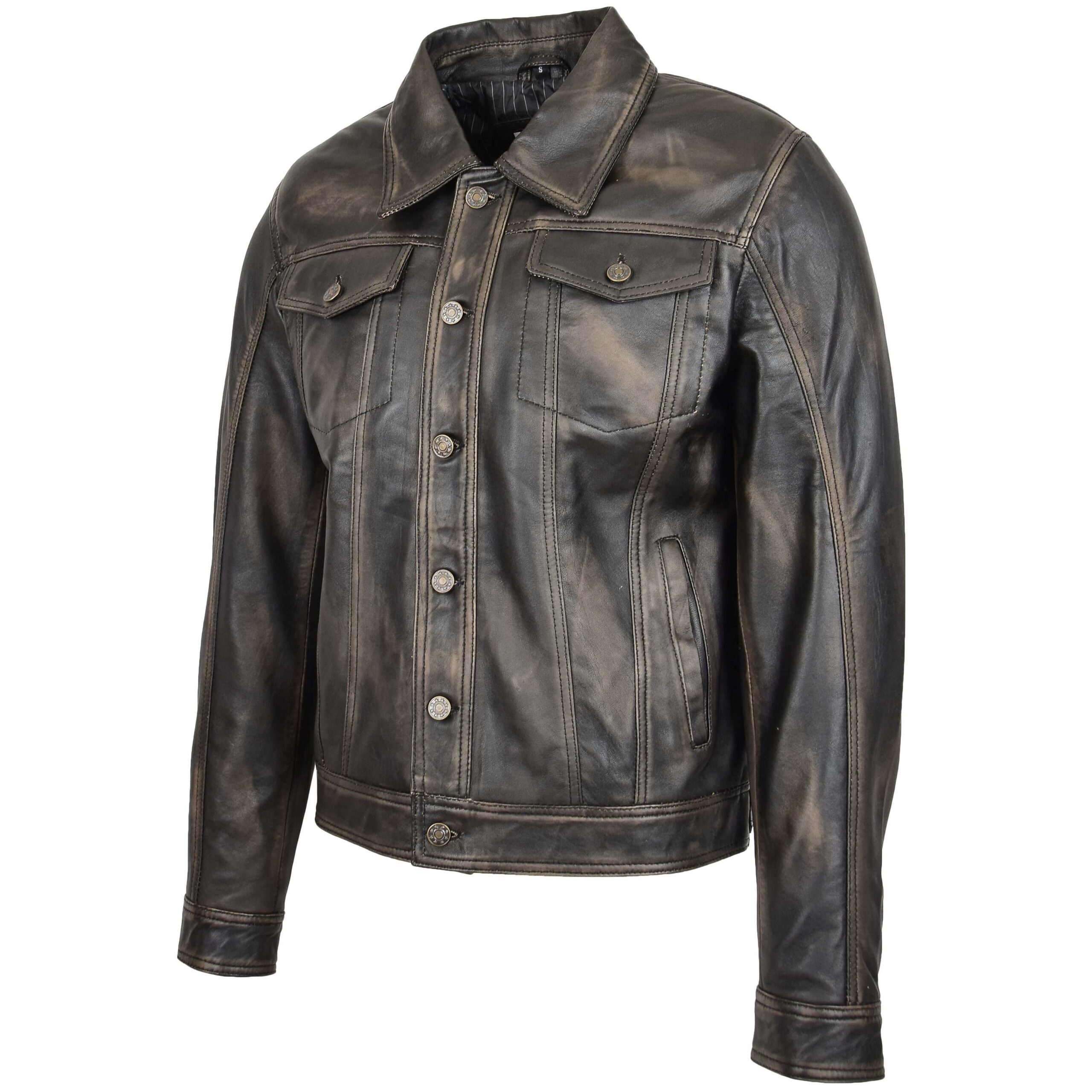 BUNERI Chaqueta Hombre Cuero Lee Rider Casual Negro Bicolor II - Imagen 4