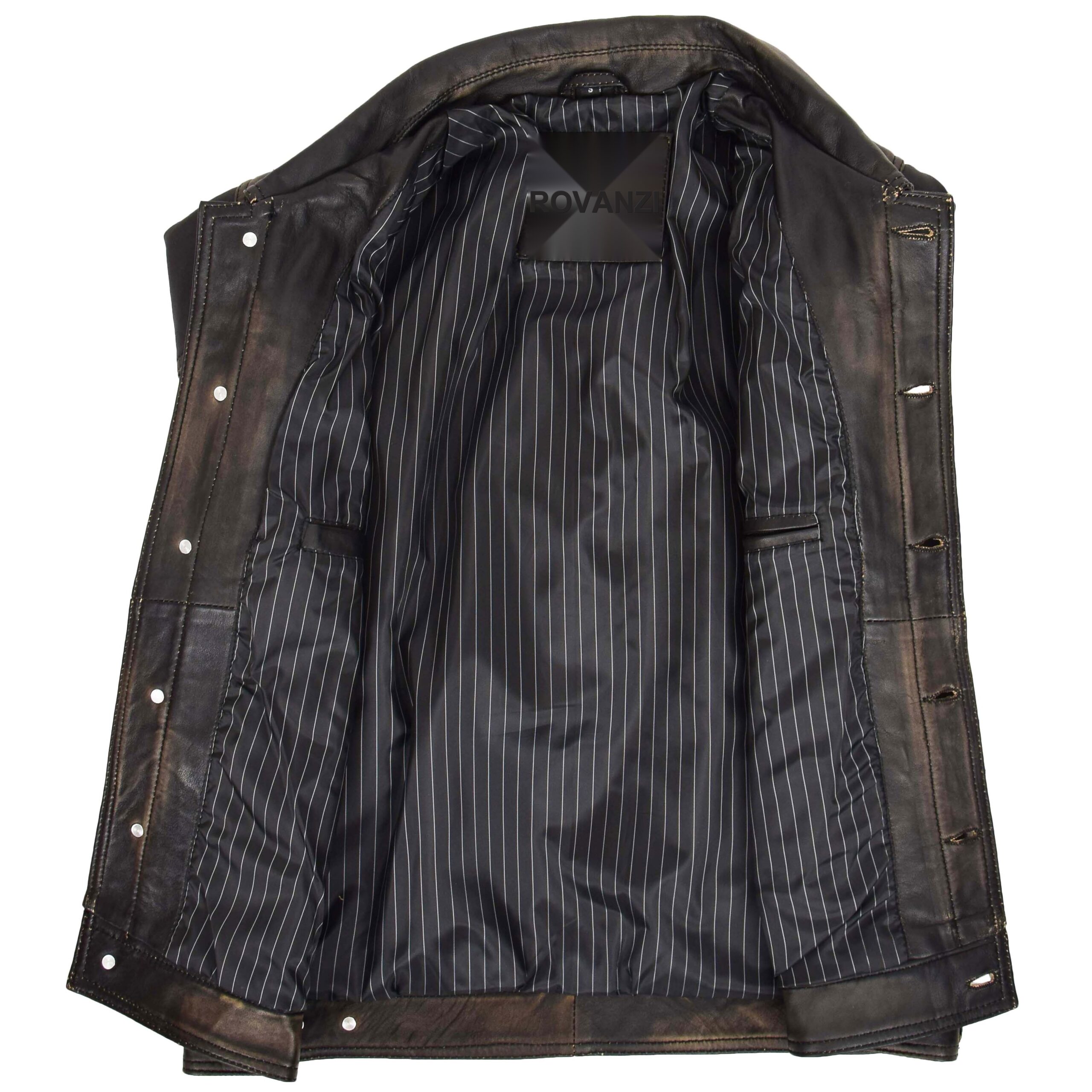 BUNERI Chaqueta Hombre Cuero Lee Rider Casual Negro Bicolor II - Imagen 6