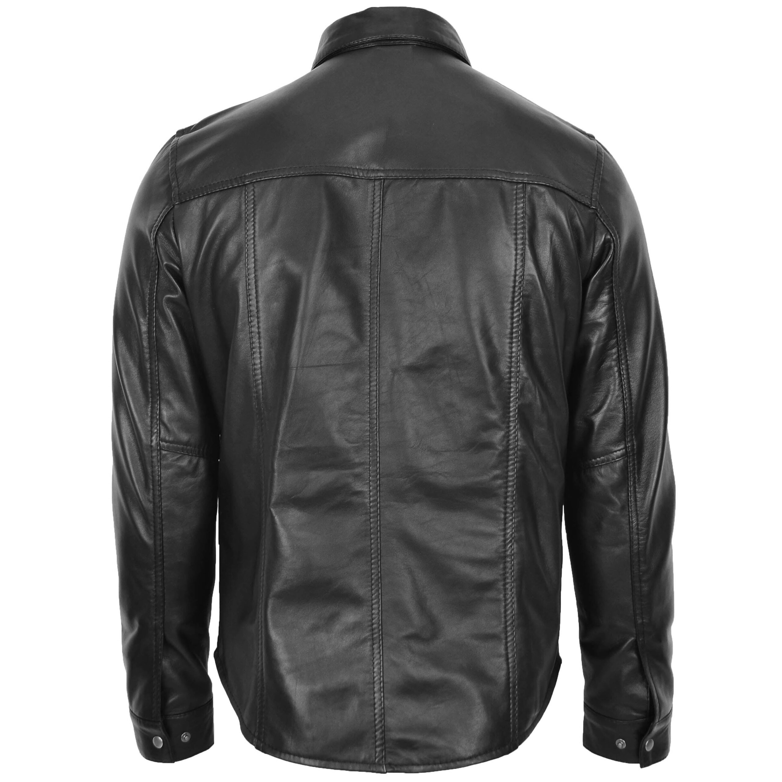 BUNERI Cuero Oliver Negro Estilo Trucker Clásico Hombre - Imagen 2