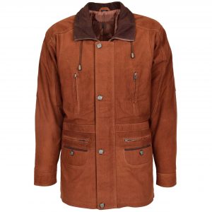 BUNERI Abrigo Tipo Coche Longitud Cadera en Nubuck Tan para Hombre