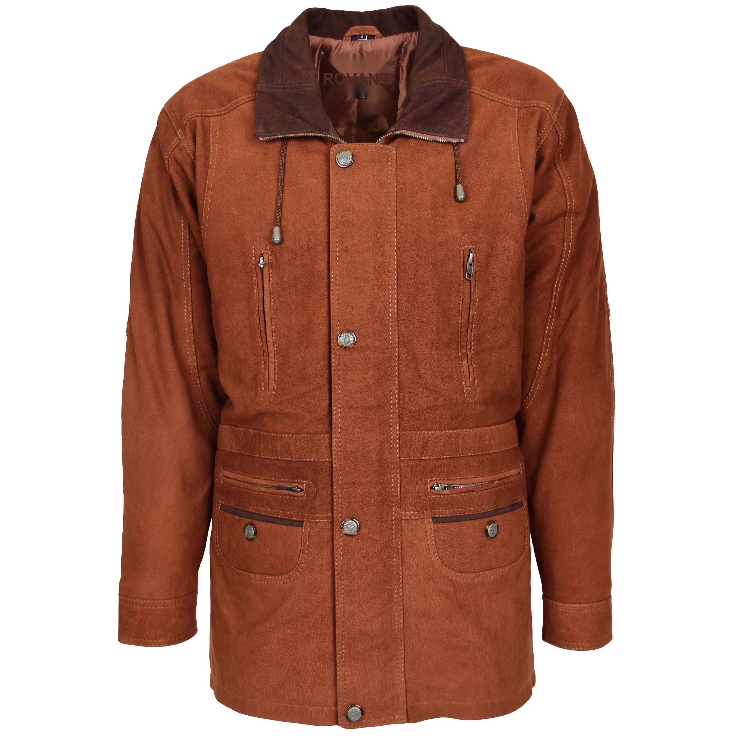 BUNERI Abrigo Tipo Coche Longitud Cadera en Nubuck Tan para Hombre