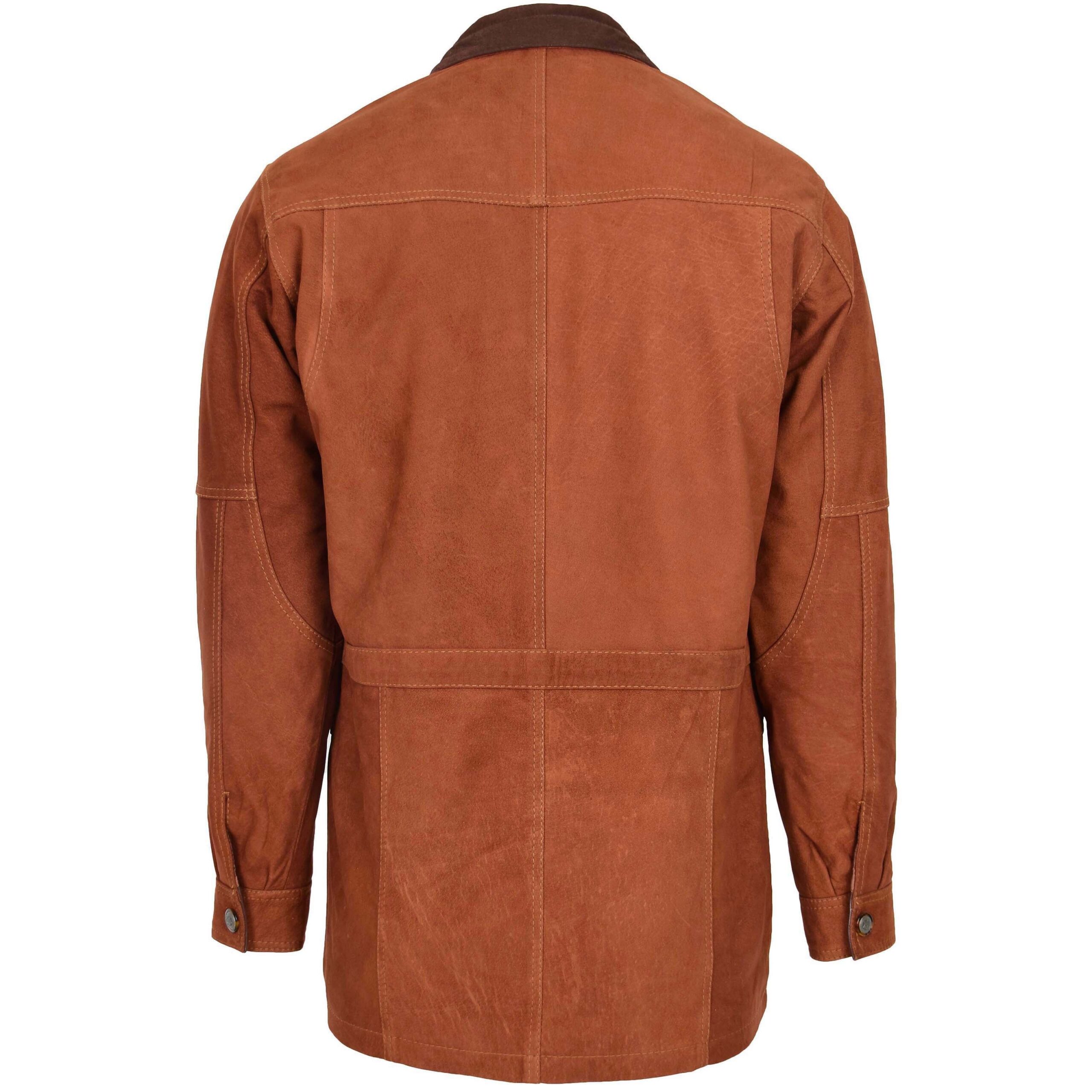 BUNERI Abrigo Tipo Coche Longitud Cadera en Nubuck Tan para Hombre - Imagen 2