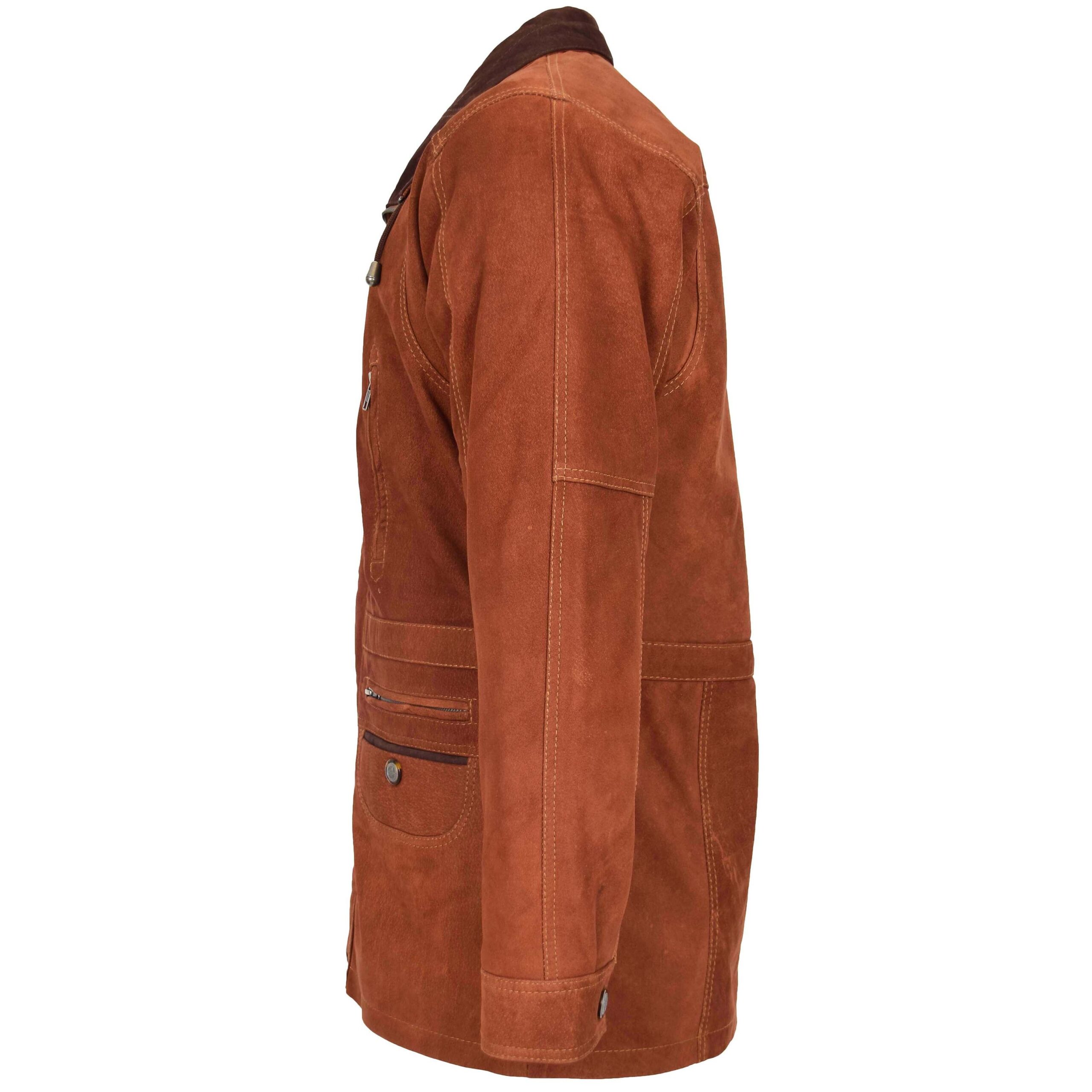 BUNERI Abrigo Tipo Coche Longitud Cadera en Nubuck Tan para Hombre - Imagen 5