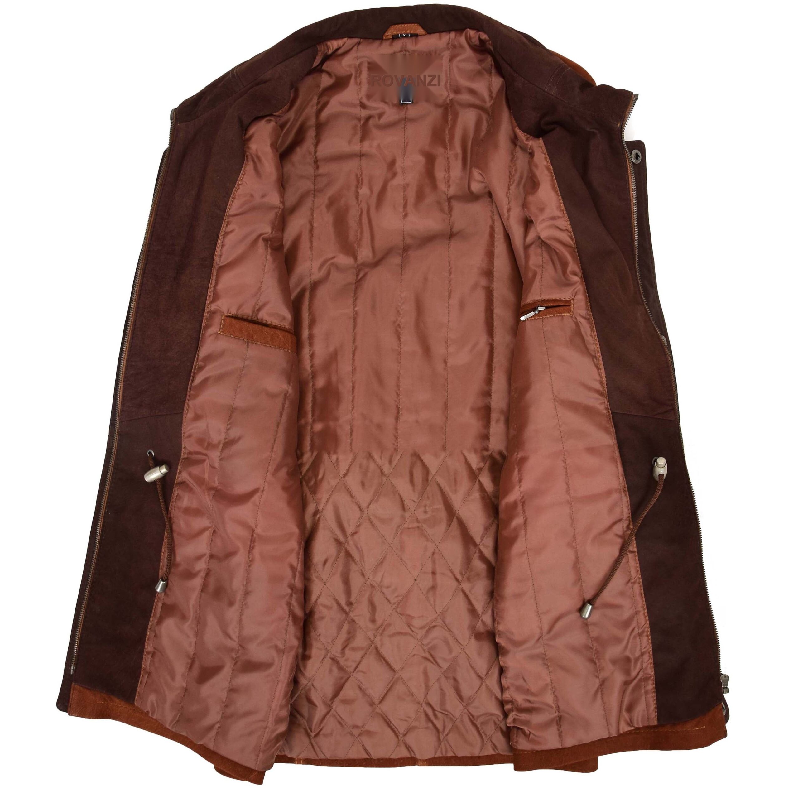 BUNERI Abrigo Tipo Coche Longitud Cadera en Nubuck Tan para Hombre - Imagen 6