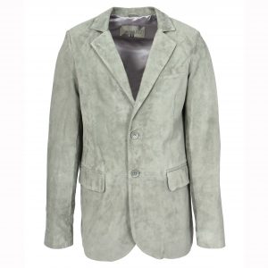 BUNERI Blazer de Ante de Cabra para Hombre Dos Botones Gris