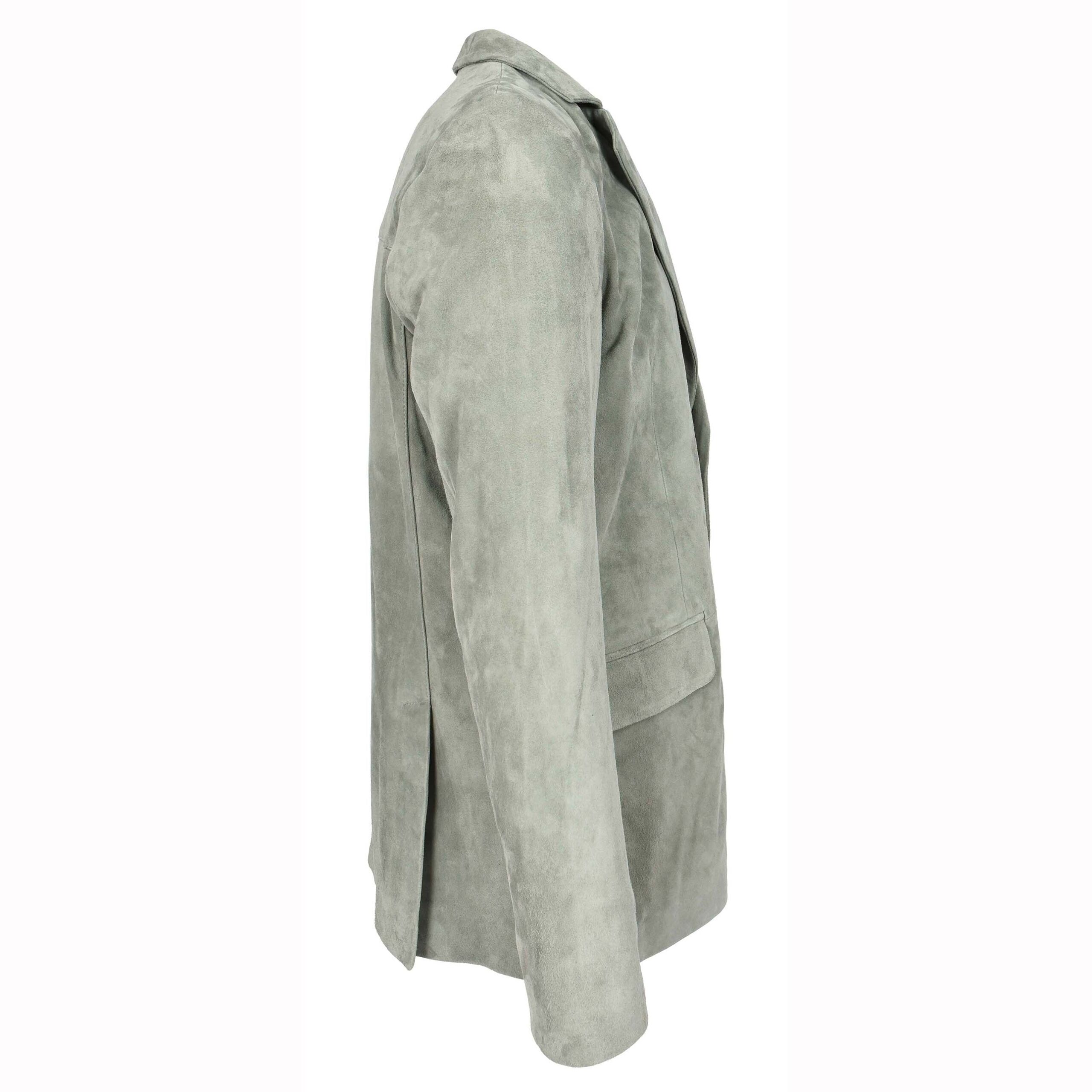 BUNERI Blazer de Ante de Cabra para Hombre Dos Botones Gris - Imagen 3