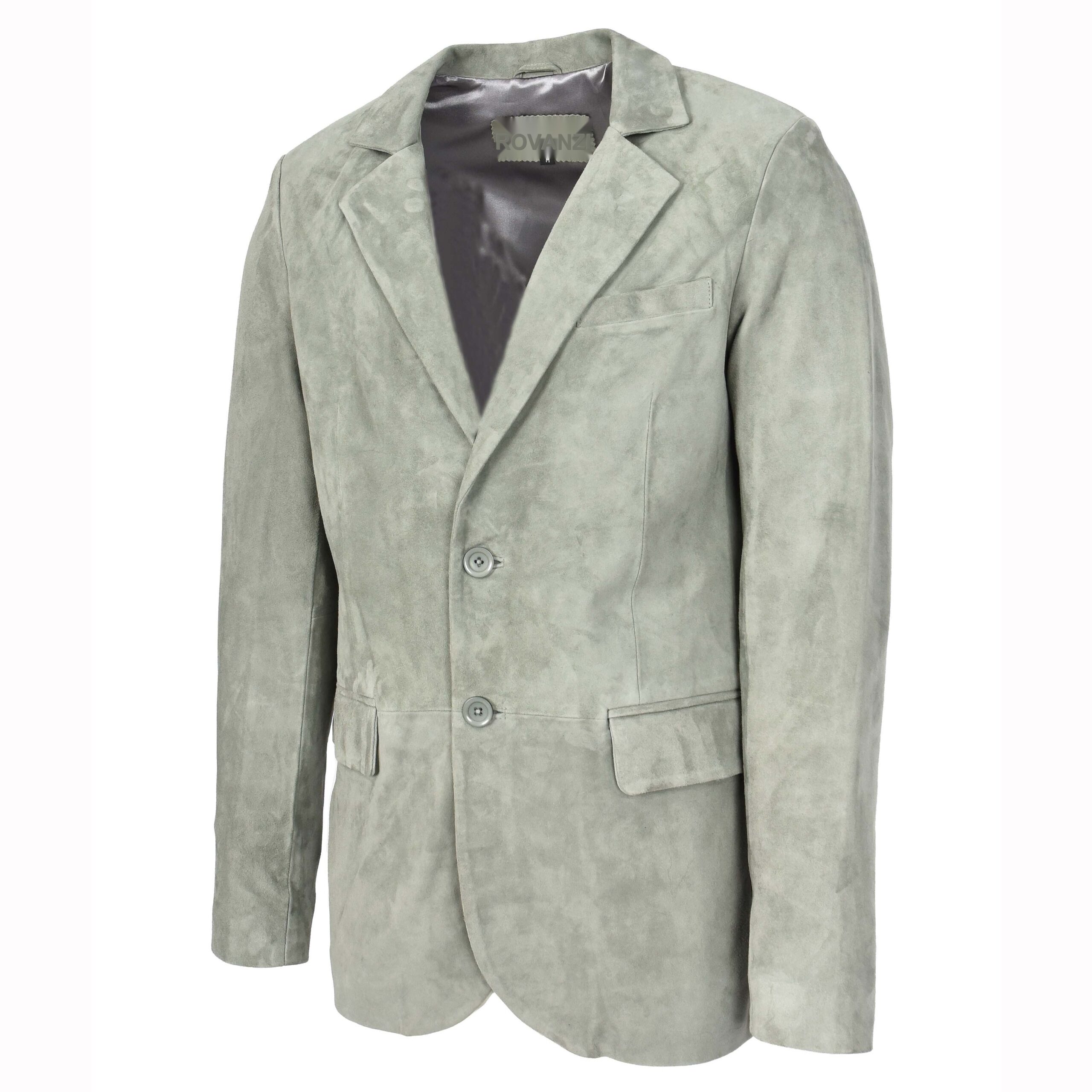 BUNERI Blazer de Ante de Cabra para Hombre Dos Botones Gris - Imagen 4
