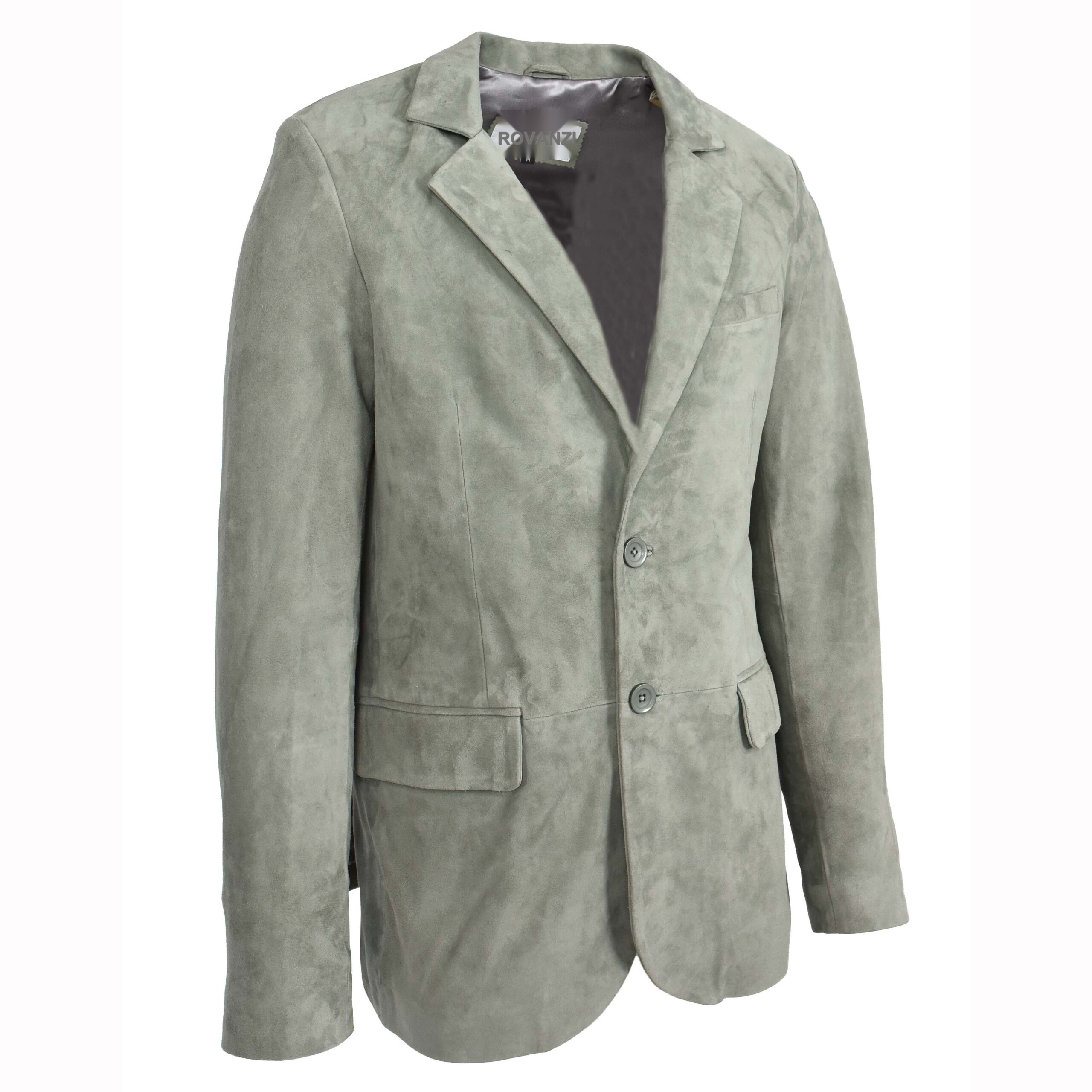 BUNERI Blazer de Ante de Cabra para Hombre Dos Botones Gris - Imagen 5