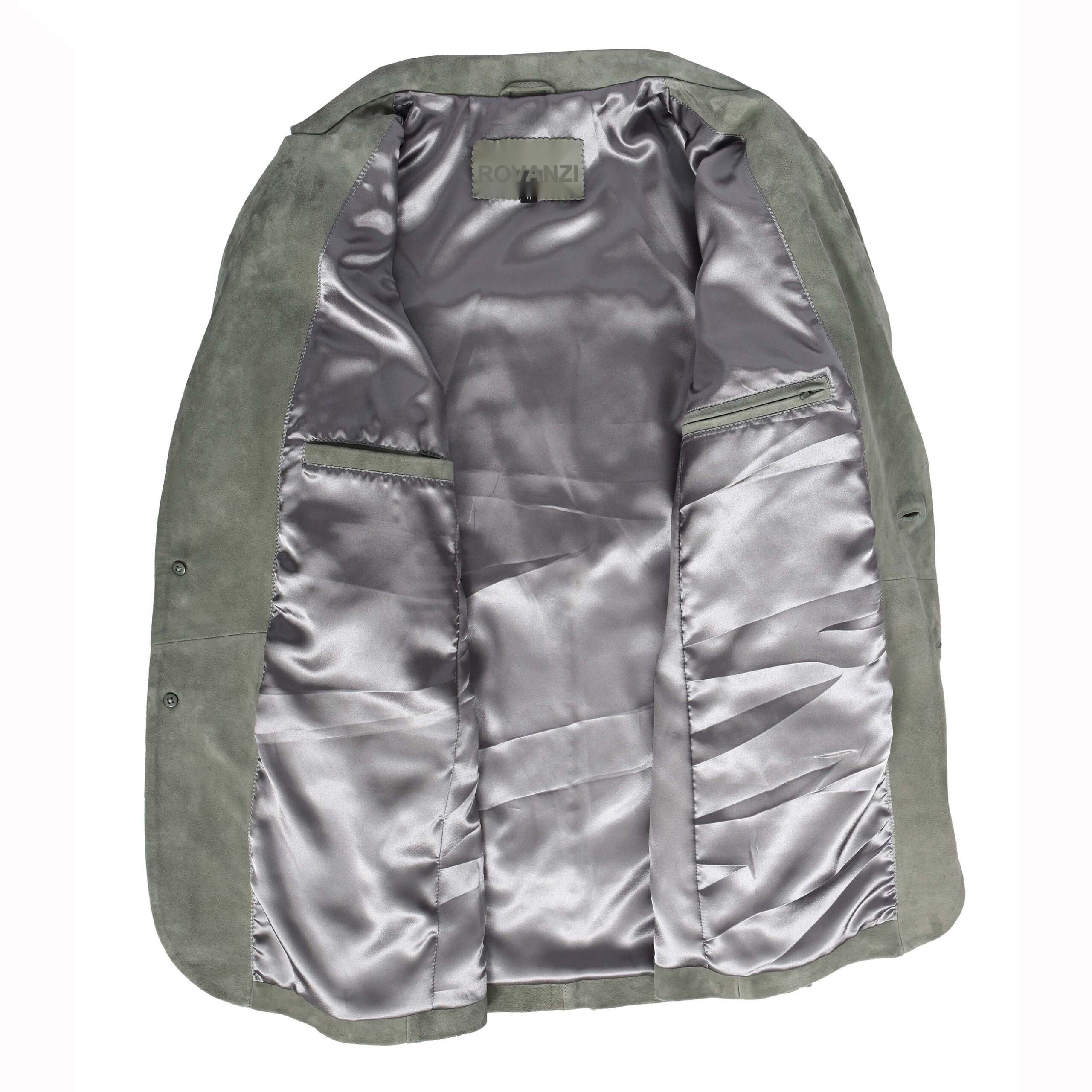 BUNERI Blazer de Ante de Cabra para Hombre Dos Botones Gris - Imagen 6