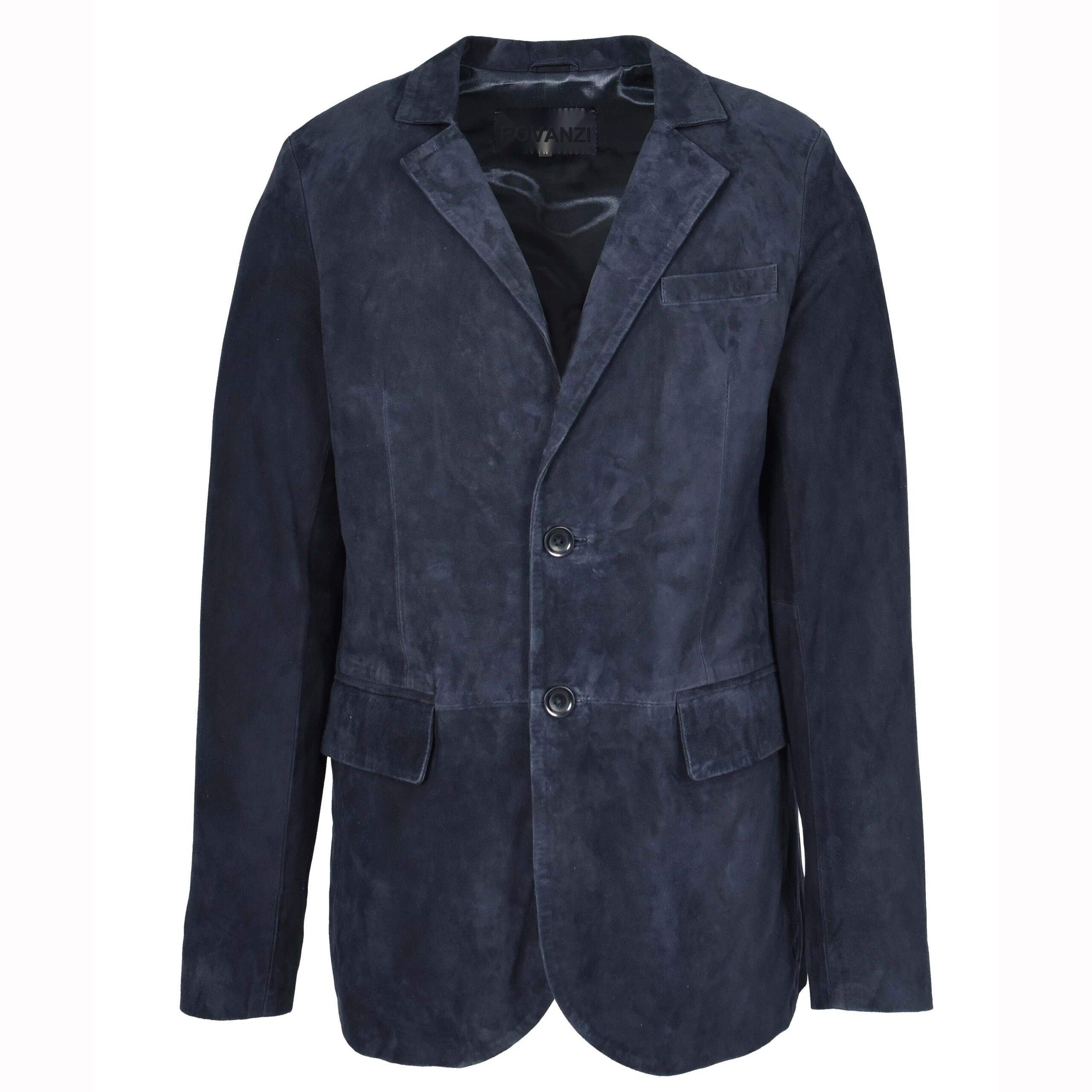 BUNERI Blazer de Ante de Cabra para Hombre Dos Botones Marino