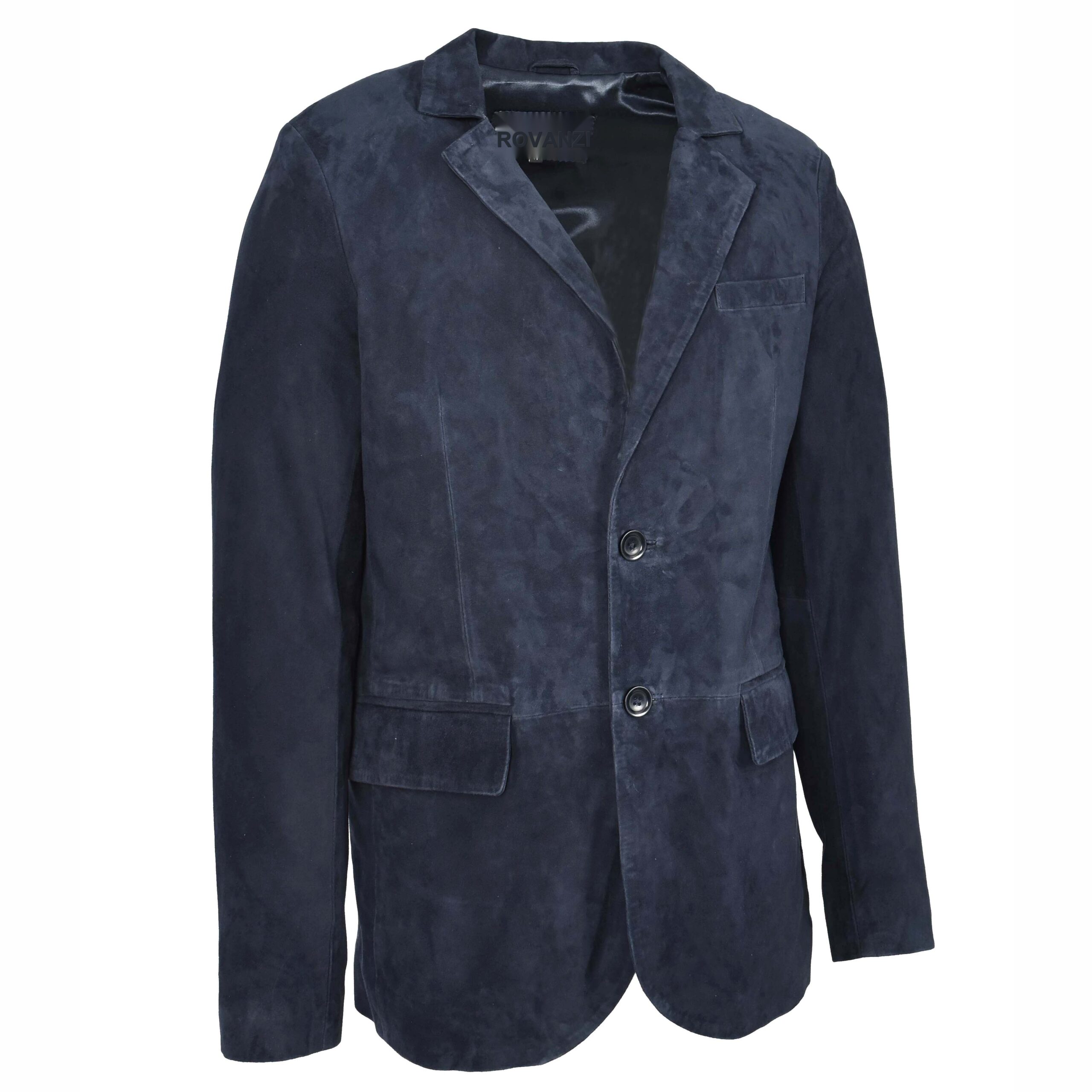 BUNERI Blazer de Ante de Cabra para Hombre Dos Botones Marino - Imagen 4