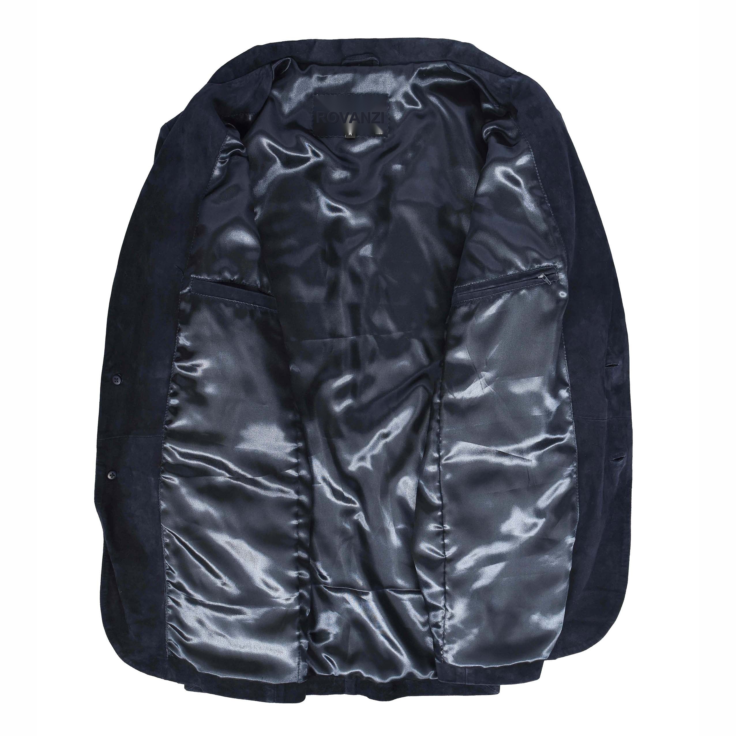 BUNERI Blazer de Ante de Cabra para Hombre Dos Botones Marino - Imagen 6
