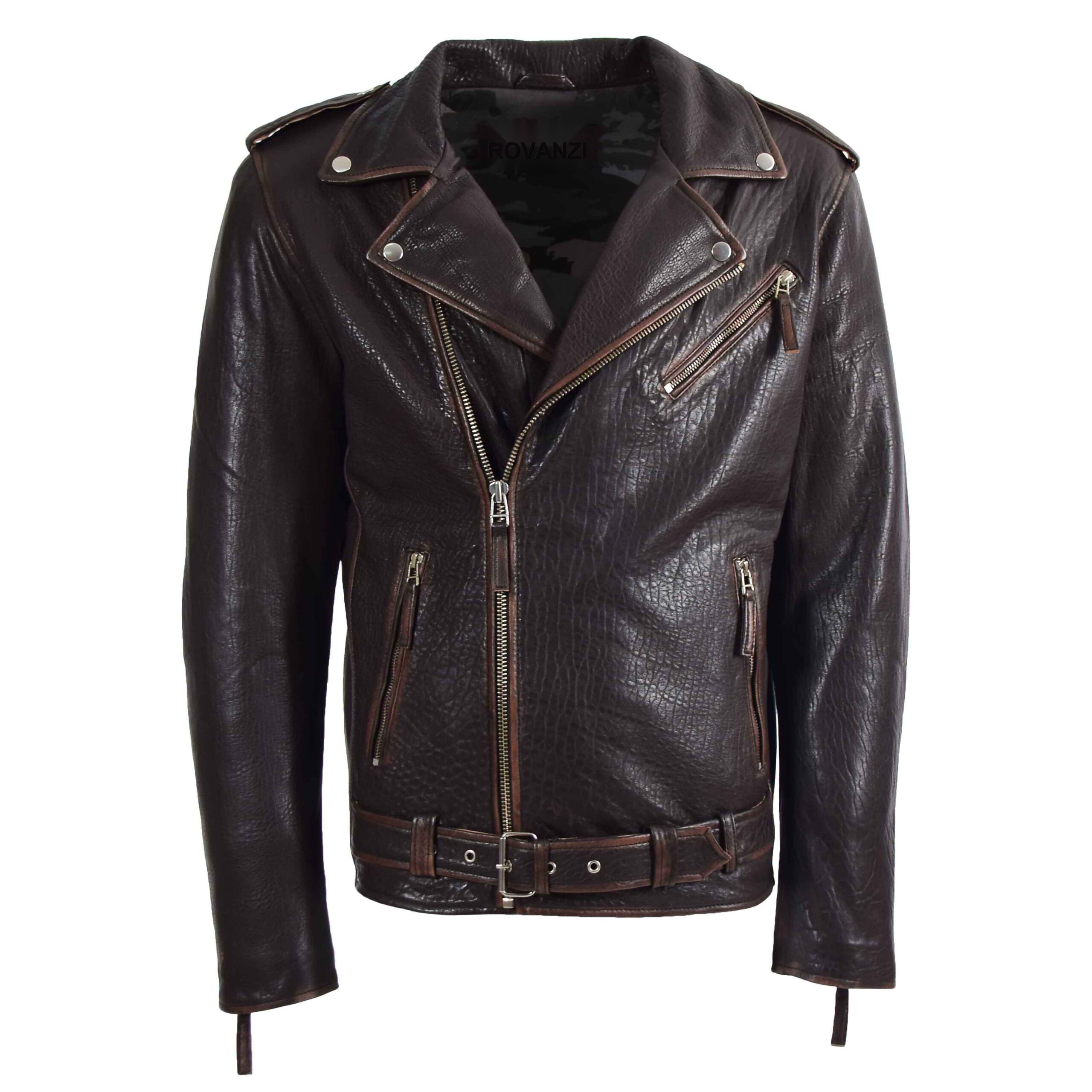 BUNERI Biker Nelson de Cuero de Nueva Zelanda Estilo Brando - Imagen 6