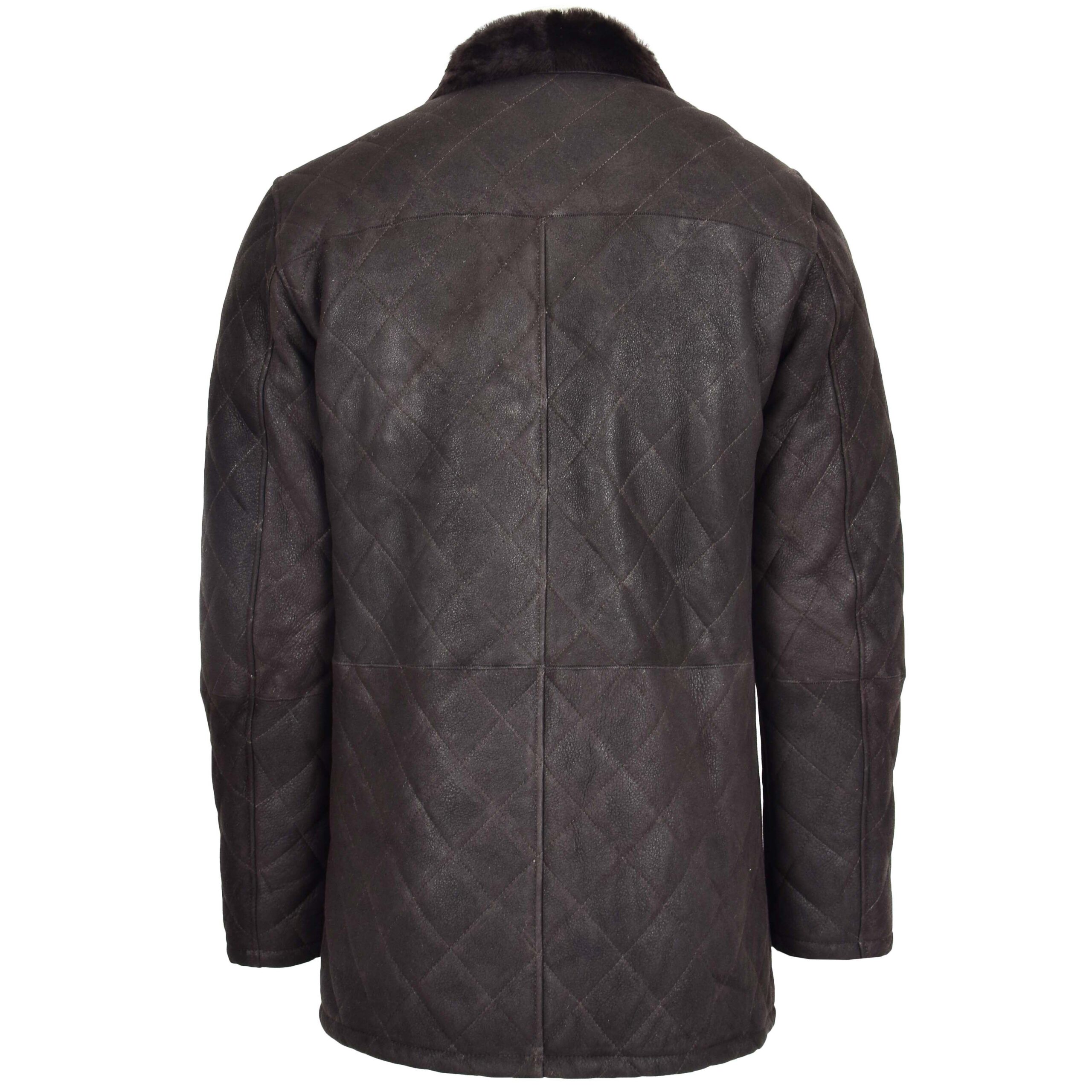 BUNERI Marrón Oscuro Chaqueta Piel Oveja Punto de Cruz Anorak - Imagen 2
