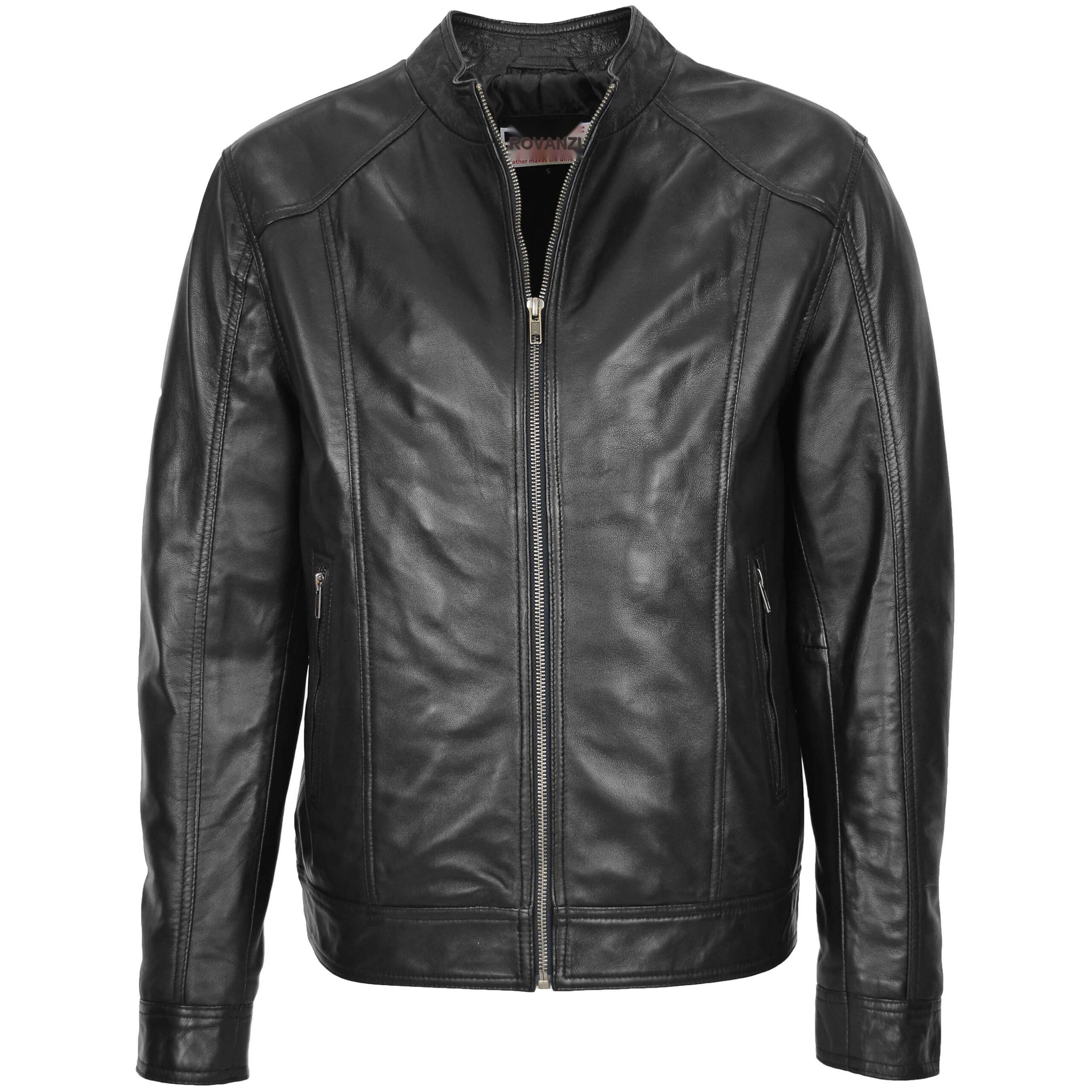BUNERI Cuero Suave Matt Negra Casual Zip Simple