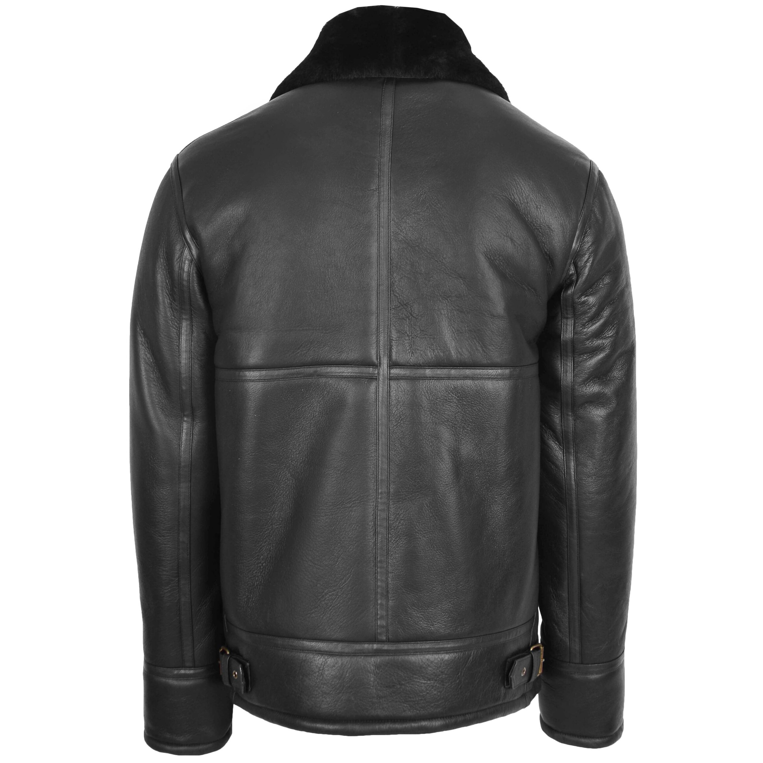 BUNERI Chaqueta Hombre Piel de Cordero Estilo Top Gun Negro - Imagen 2