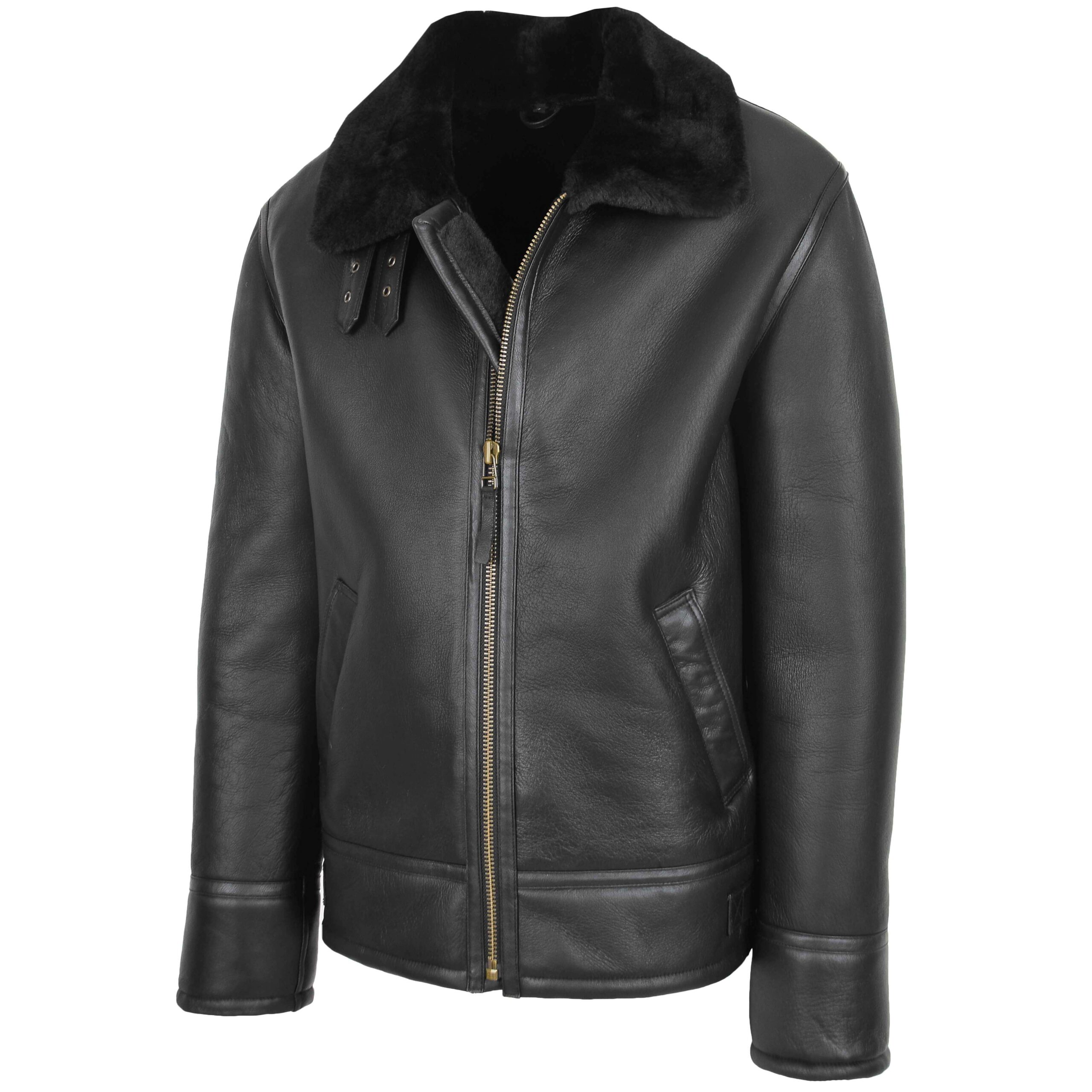 BUNERI Chaqueta Hombre Piel de Cordero Estilo Top Gun Negro - Imagen 4