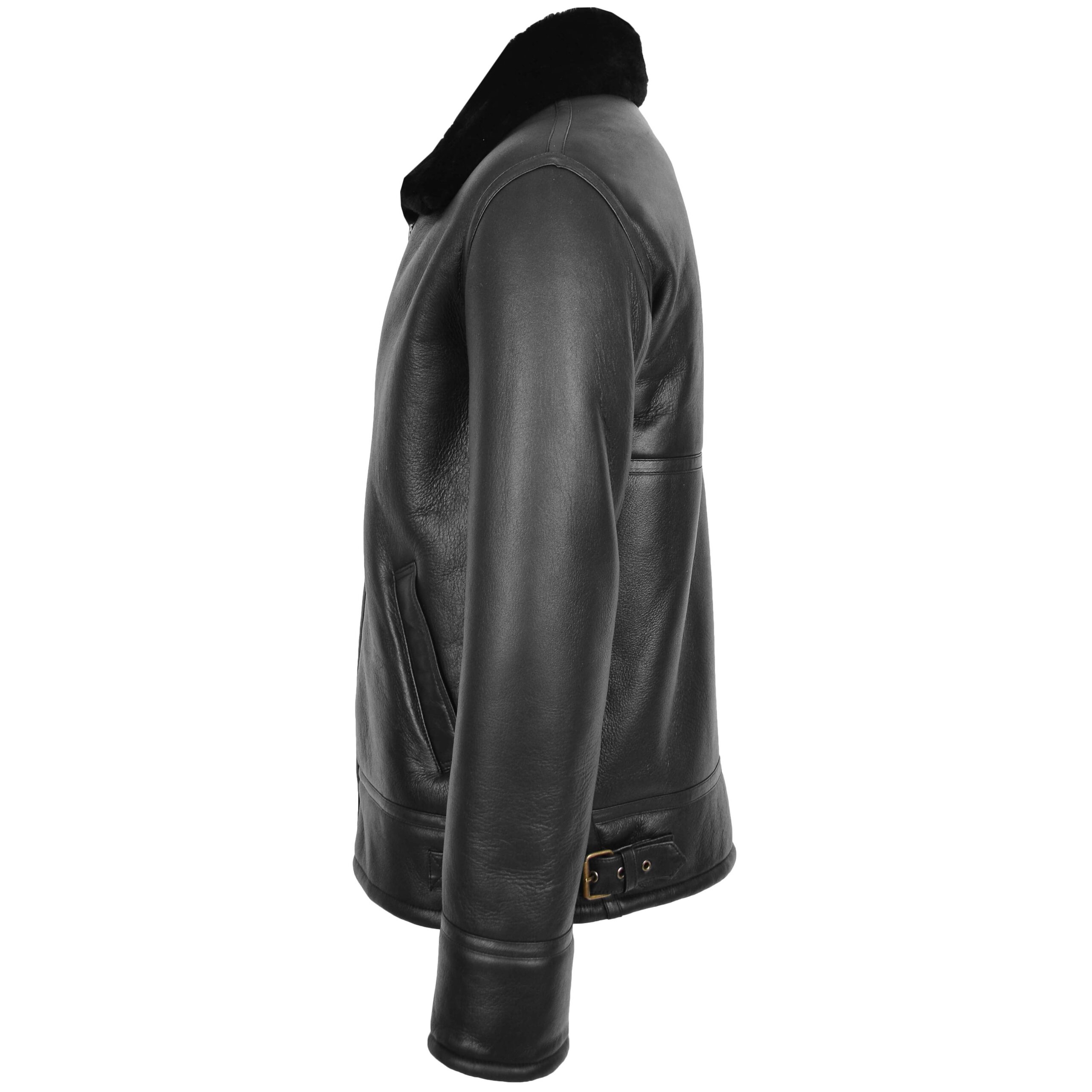 BUNERI Chaqueta Hombre Piel de Cordero Estilo Top Gun Negro - Imagen 5