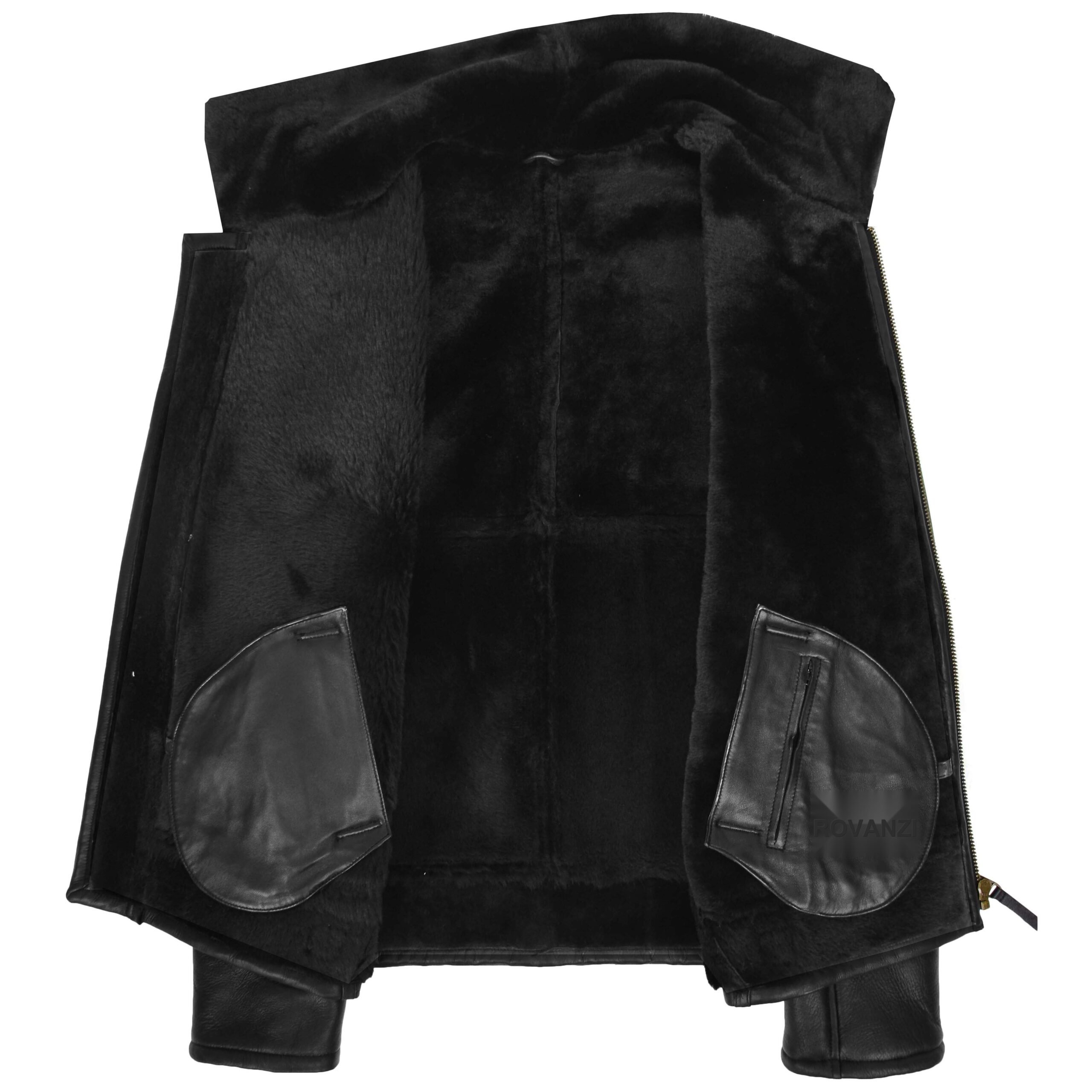 BUNERI Chaqueta Hombre Piel de Cordero Estilo Top Gun Negro - Imagen 6