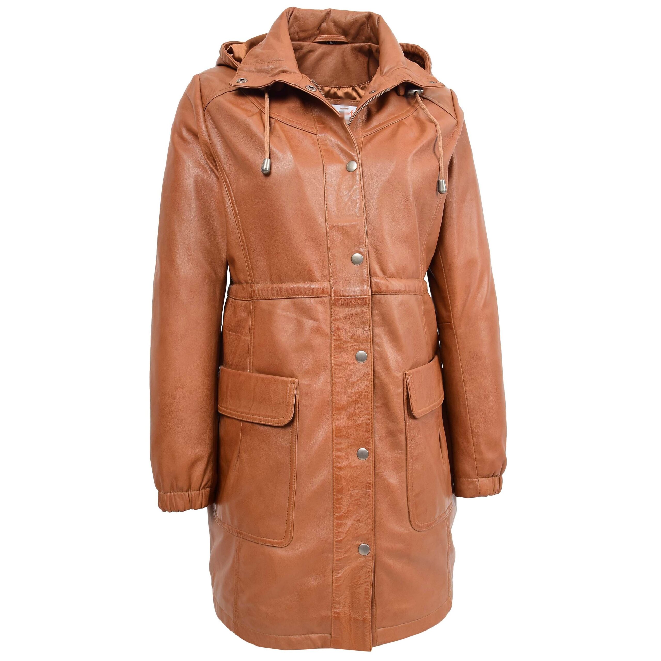BUNERI Duffle Cuero Kyra Tan Longitud 3/4 - Imagen 3