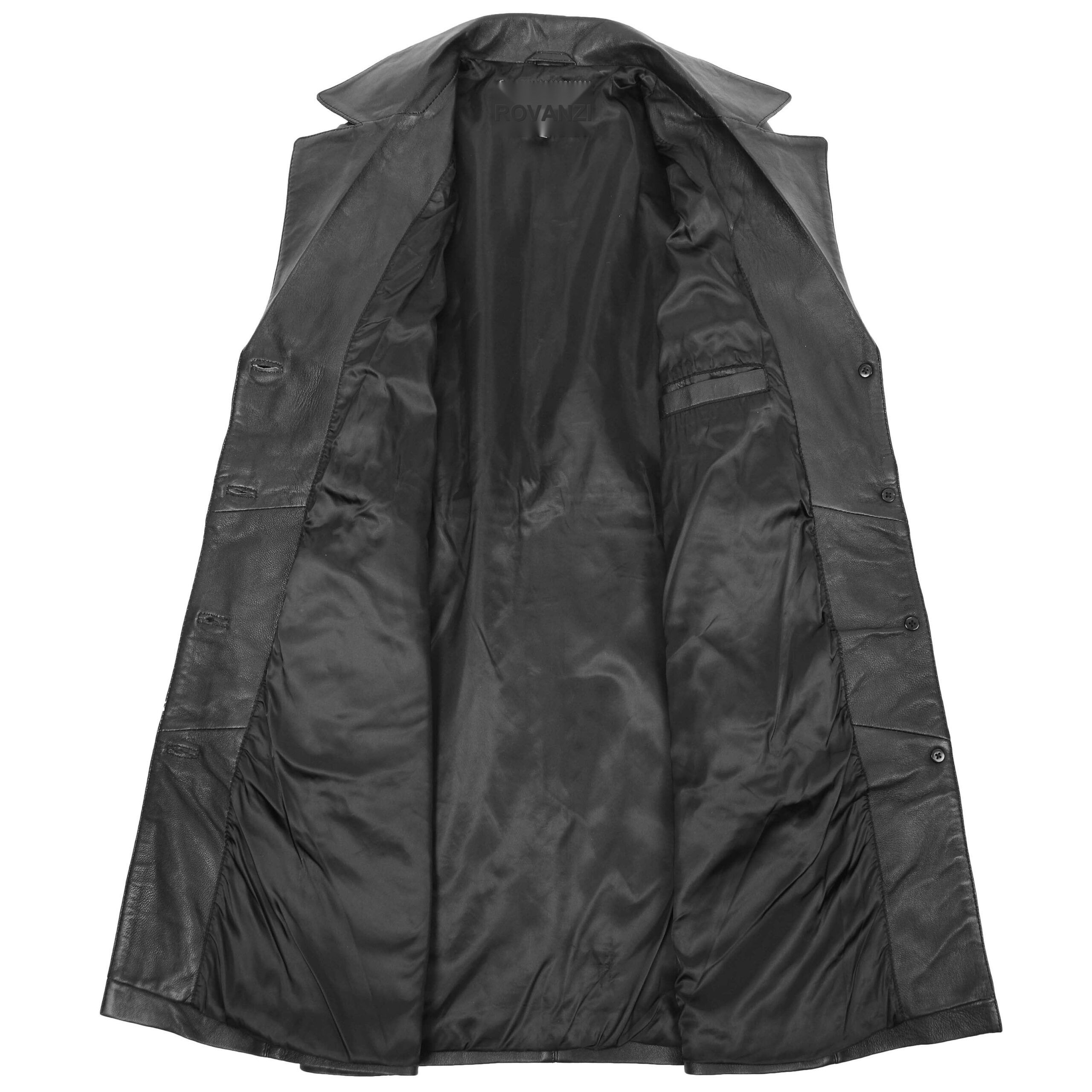 BUNERI Abrigo de Cuero Suave Negro de 3/4 Longitud Clásico para Mujer - Imagen 6