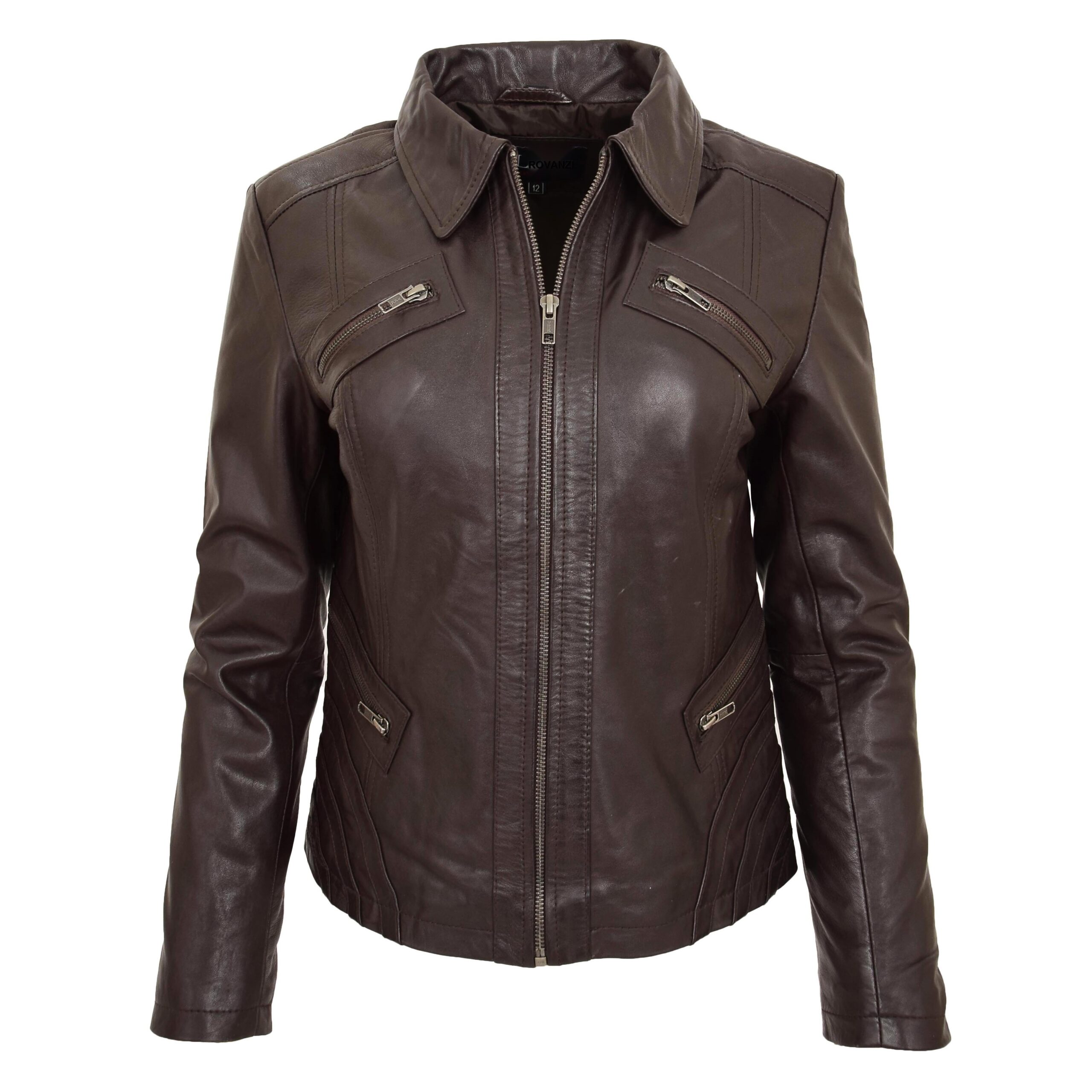 BUNERI Biker Cuero Nova Marrón Clásica Zip Box
