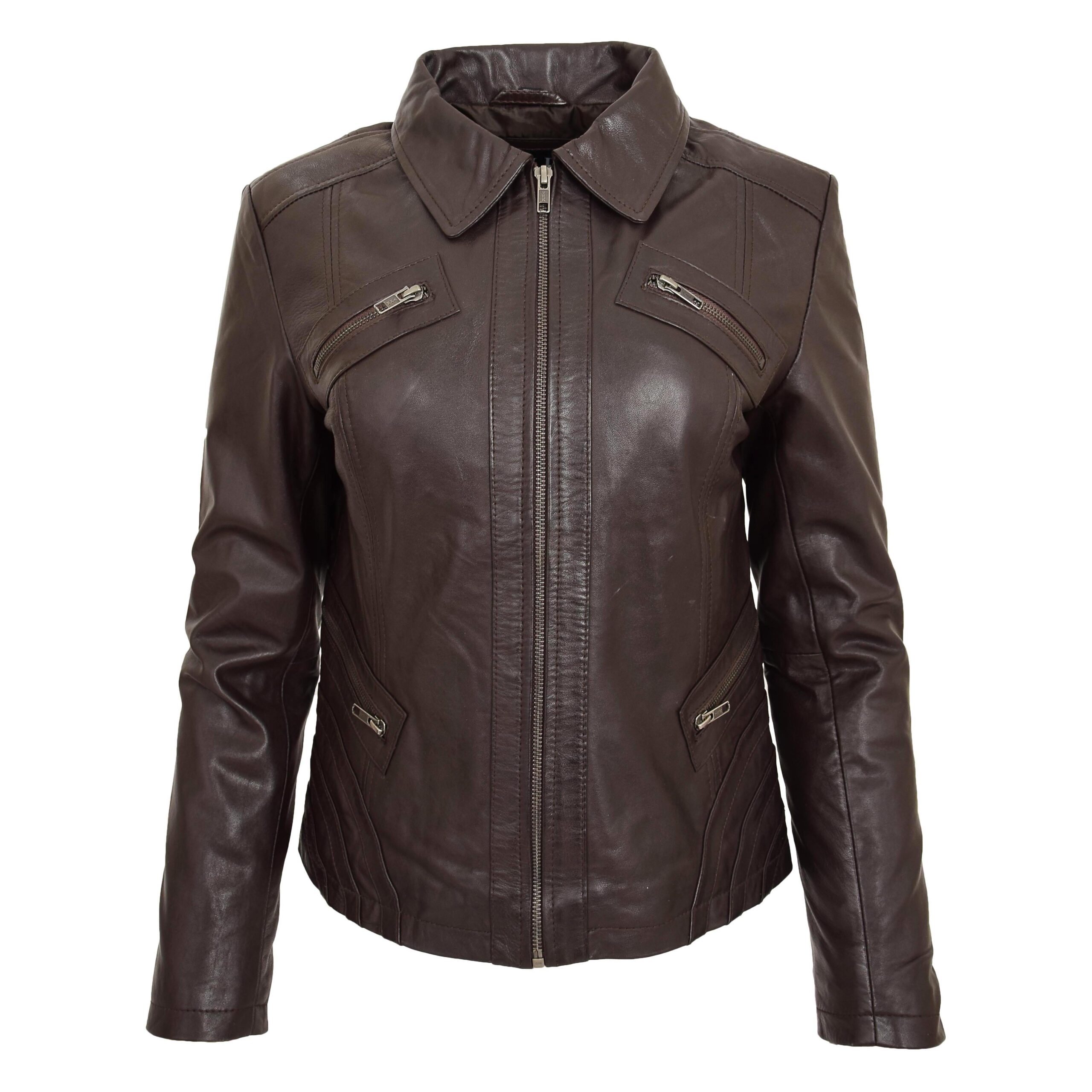 BUNERI Biker Cuero Nova Marrón Clásica Zip Box - Imagen 3