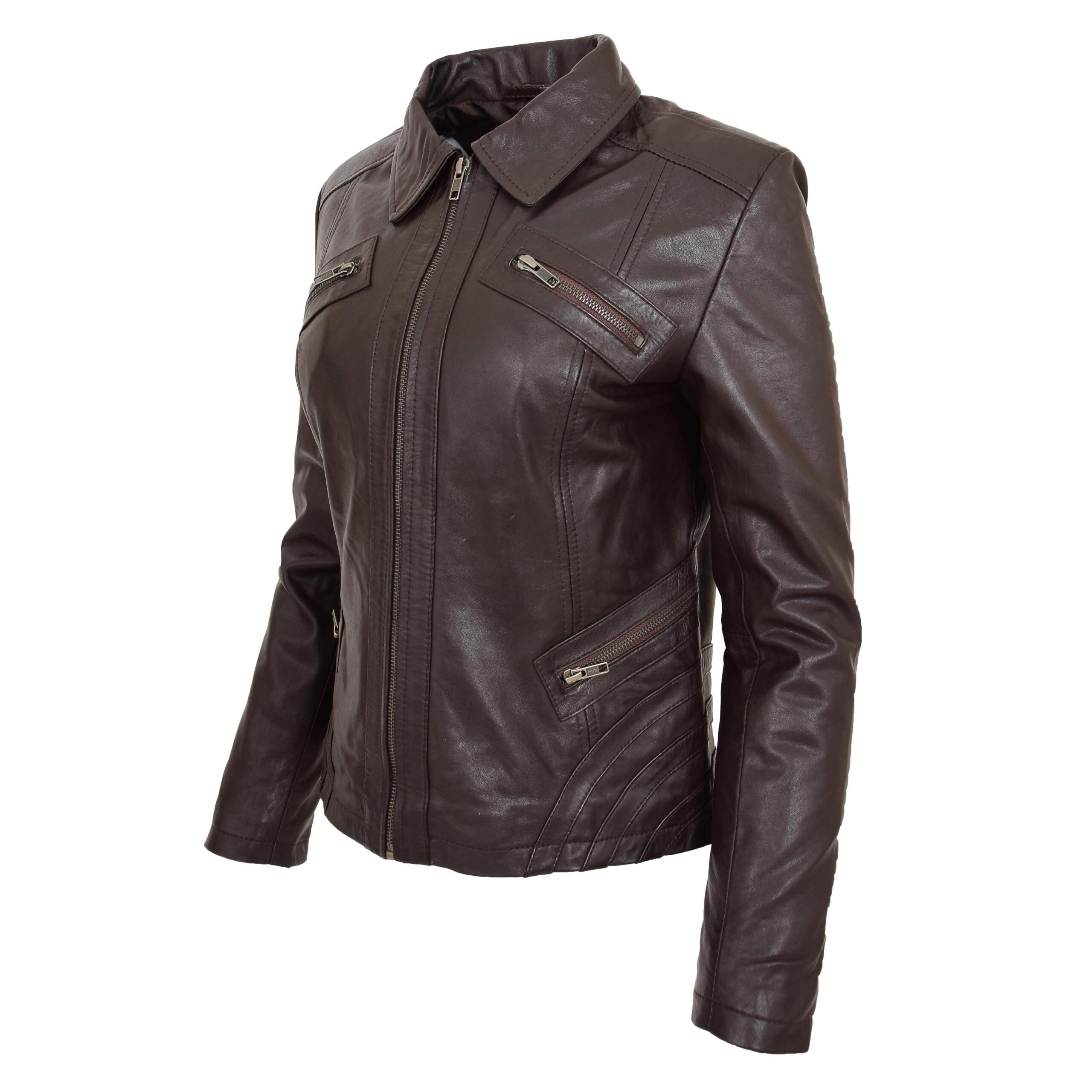 BUNERI Biker Cuero Nova Marrón Clásica Zip Box - Imagen 4