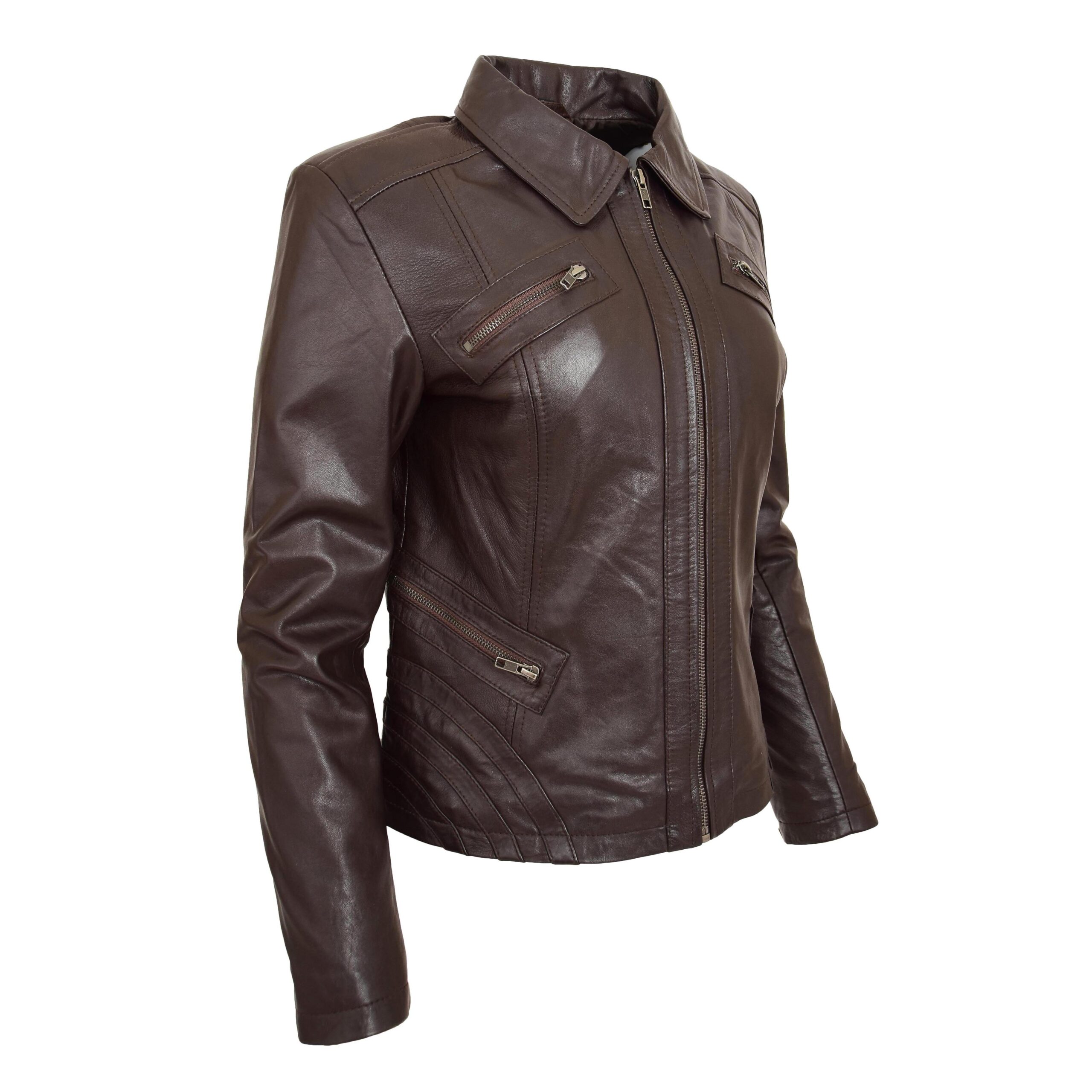 BUNERI Biker Cuero Nova Marrón Clásica Zip Box - Imagen 5