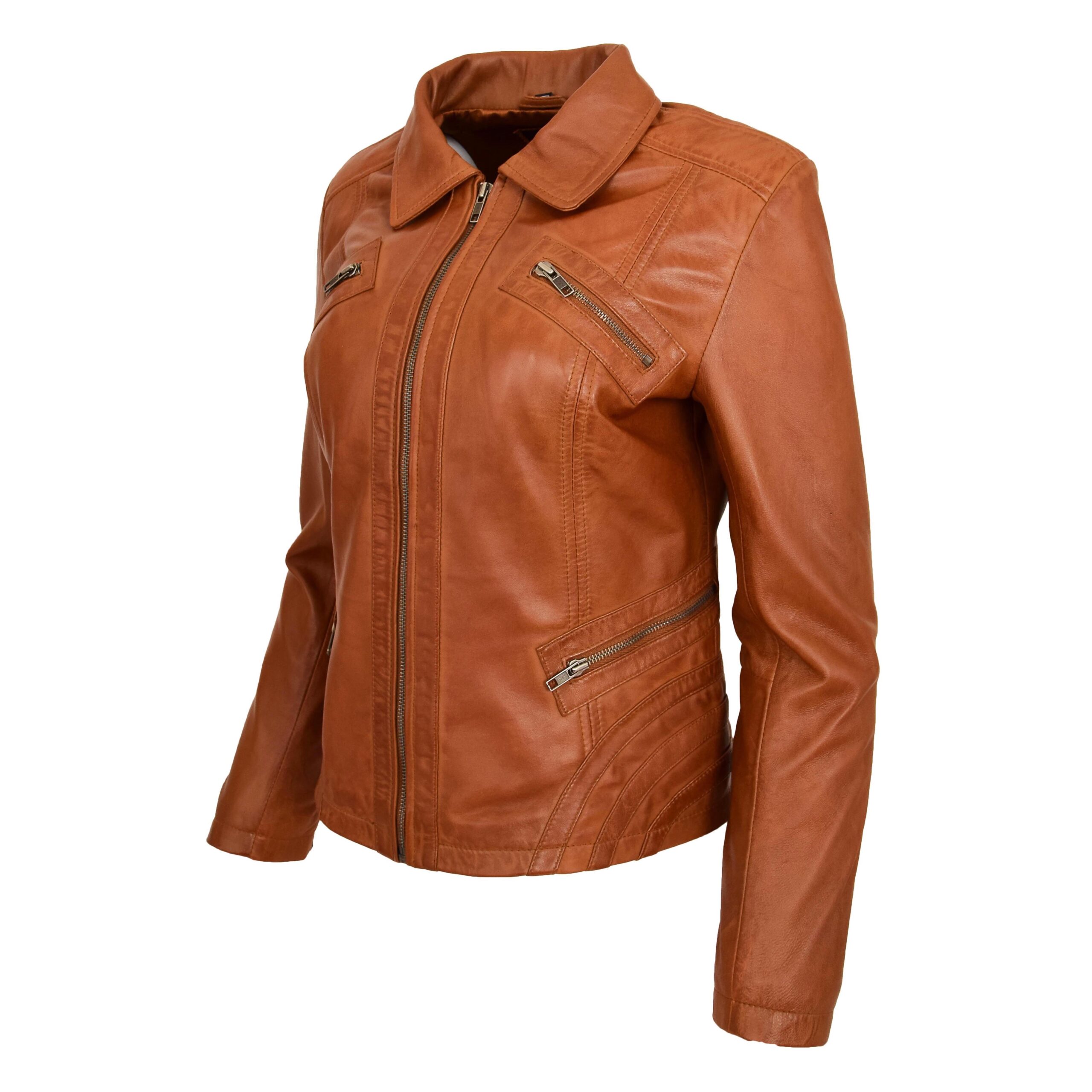 BUNERI Biker Nova Tan de Cuero Clásica Zip Corte Caja - Imagen 4