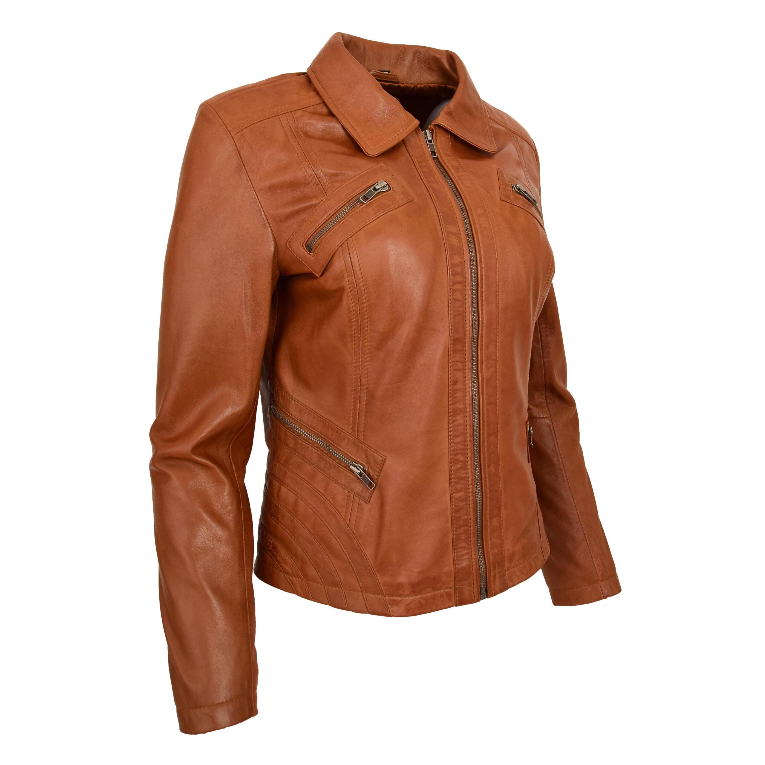 BUNERI Biker Nova Tan de Cuero Clásica Zip Corte Caja - Imagen 5