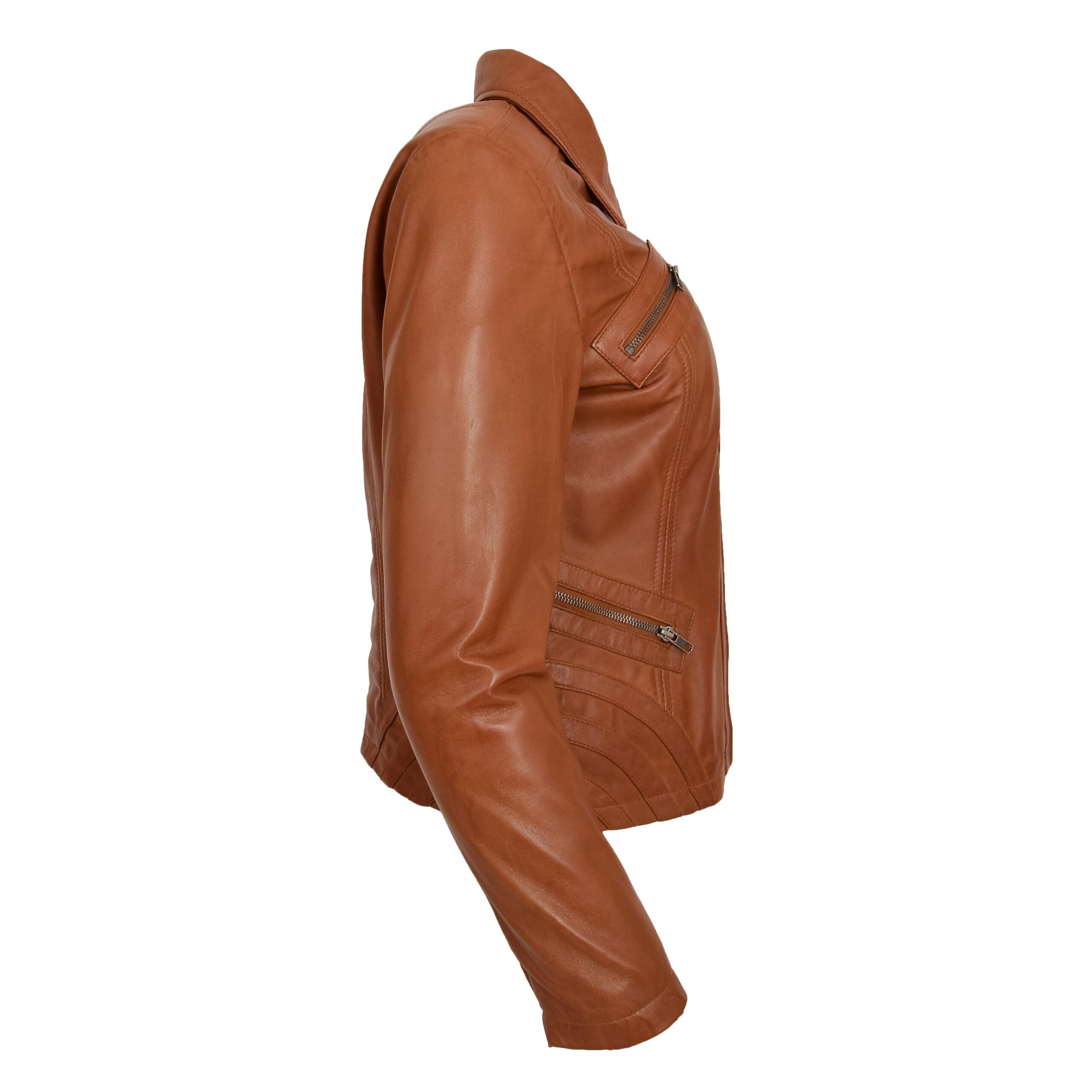 BUNERI Biker Nova Tan de Cuero Clásica Zip Corte Caja - Imagen 6