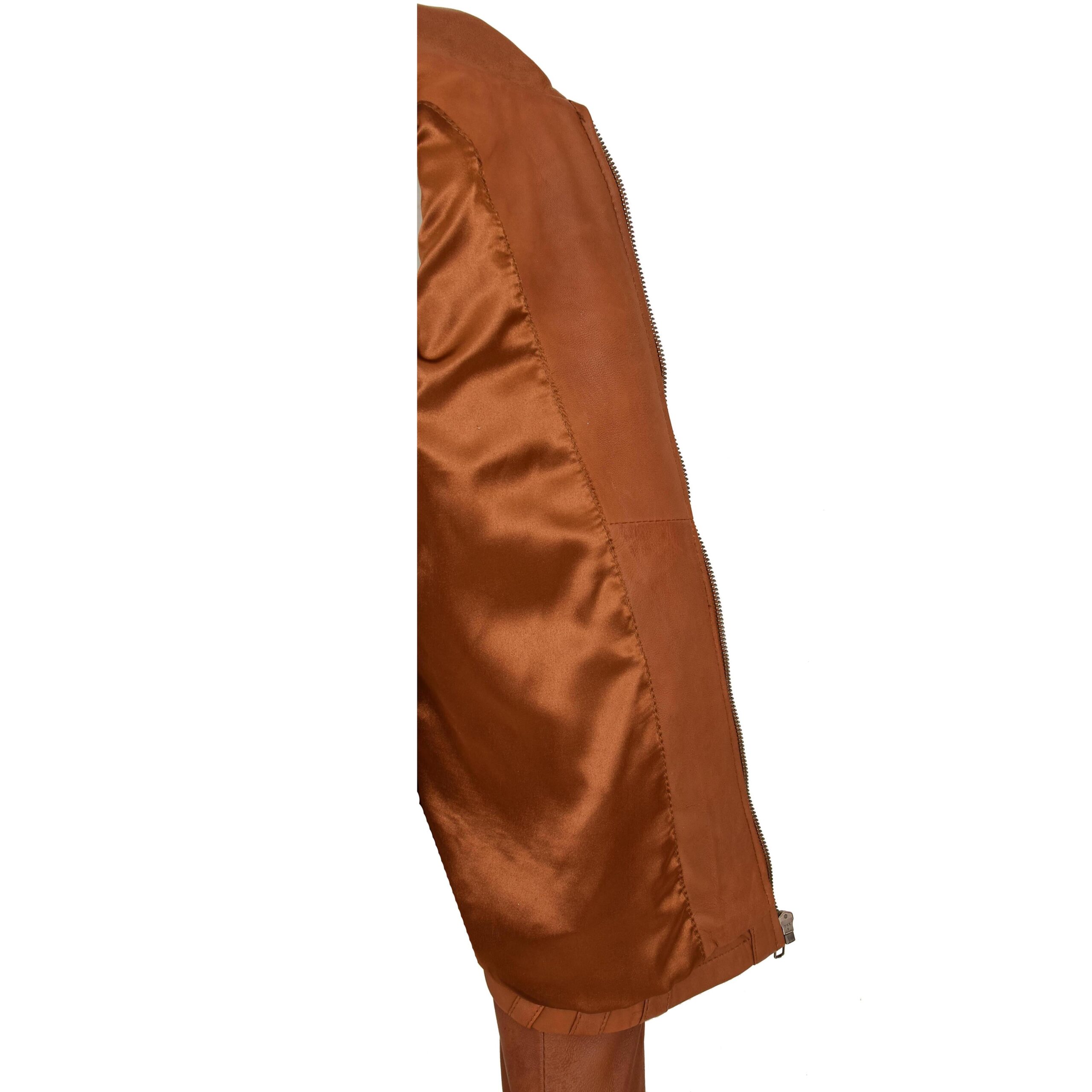 BUNERI Biker Nova Tan de Cuero Clásica Zip Corte Caja - Imagen 7