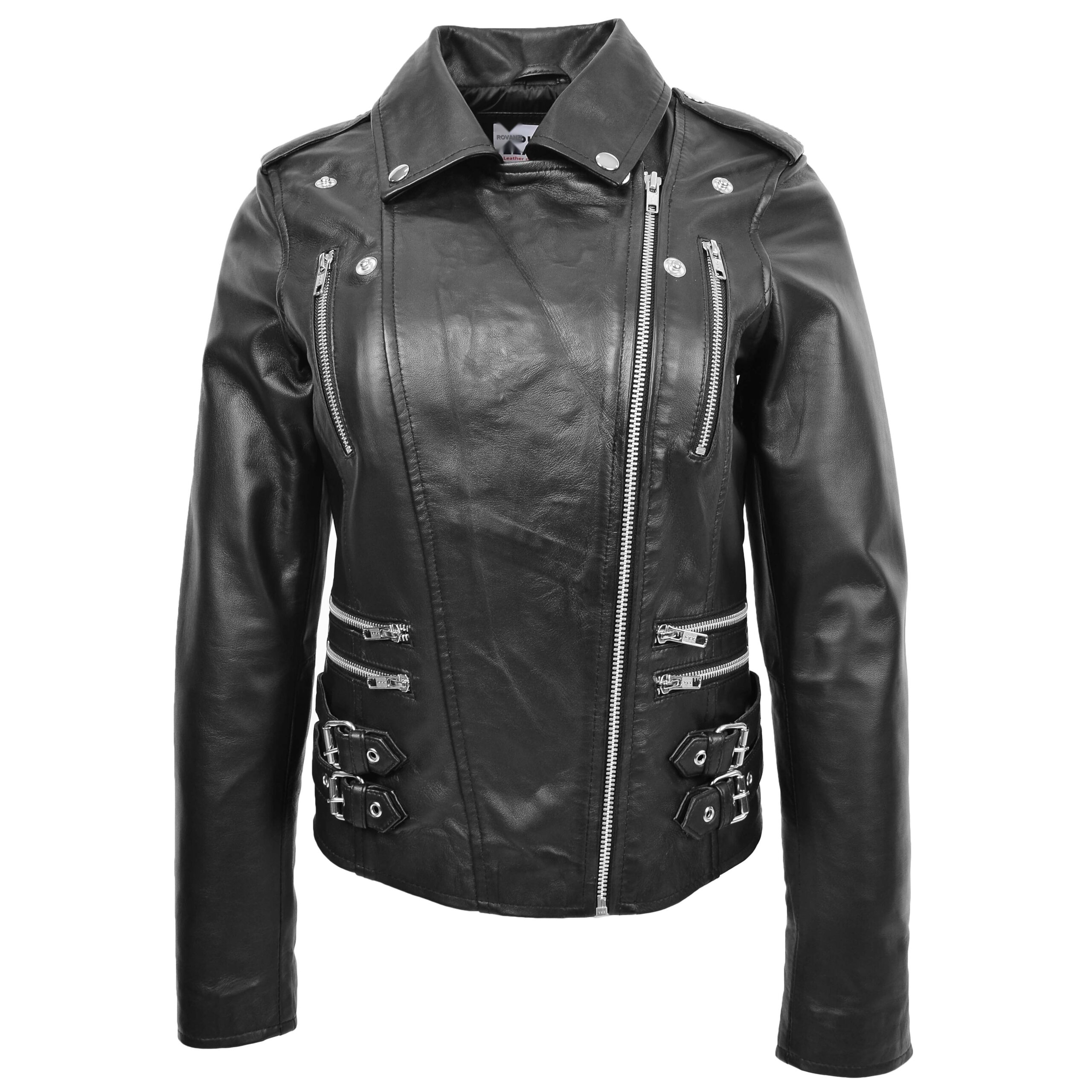 BUNERI Biker Cuero Cara Negra Cross Zip Mujer - Imagen 3