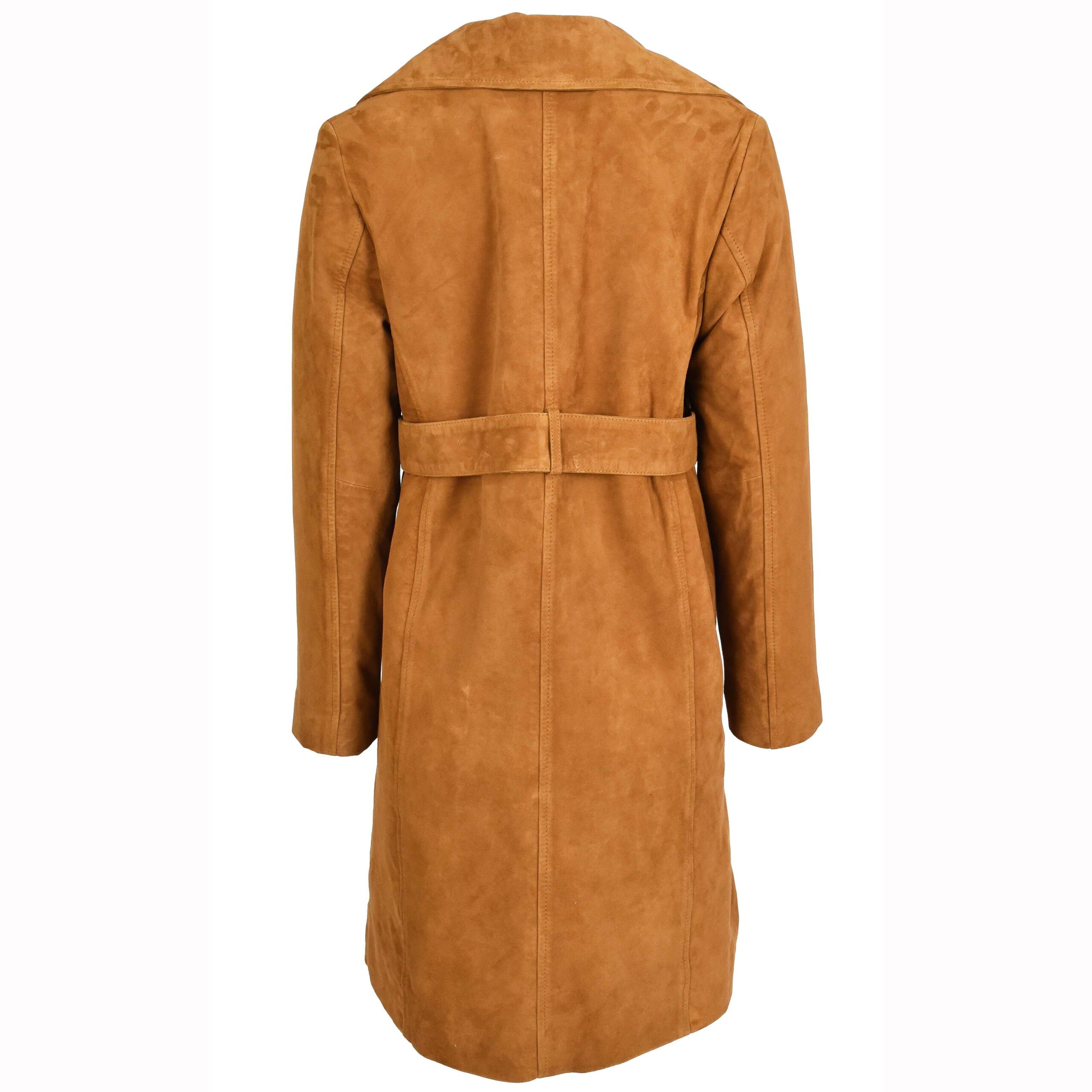 BUNERI Trench de Ante de Cabra para Mujer 3/4 Longitud Coñac con Cinturón - Imagen 2