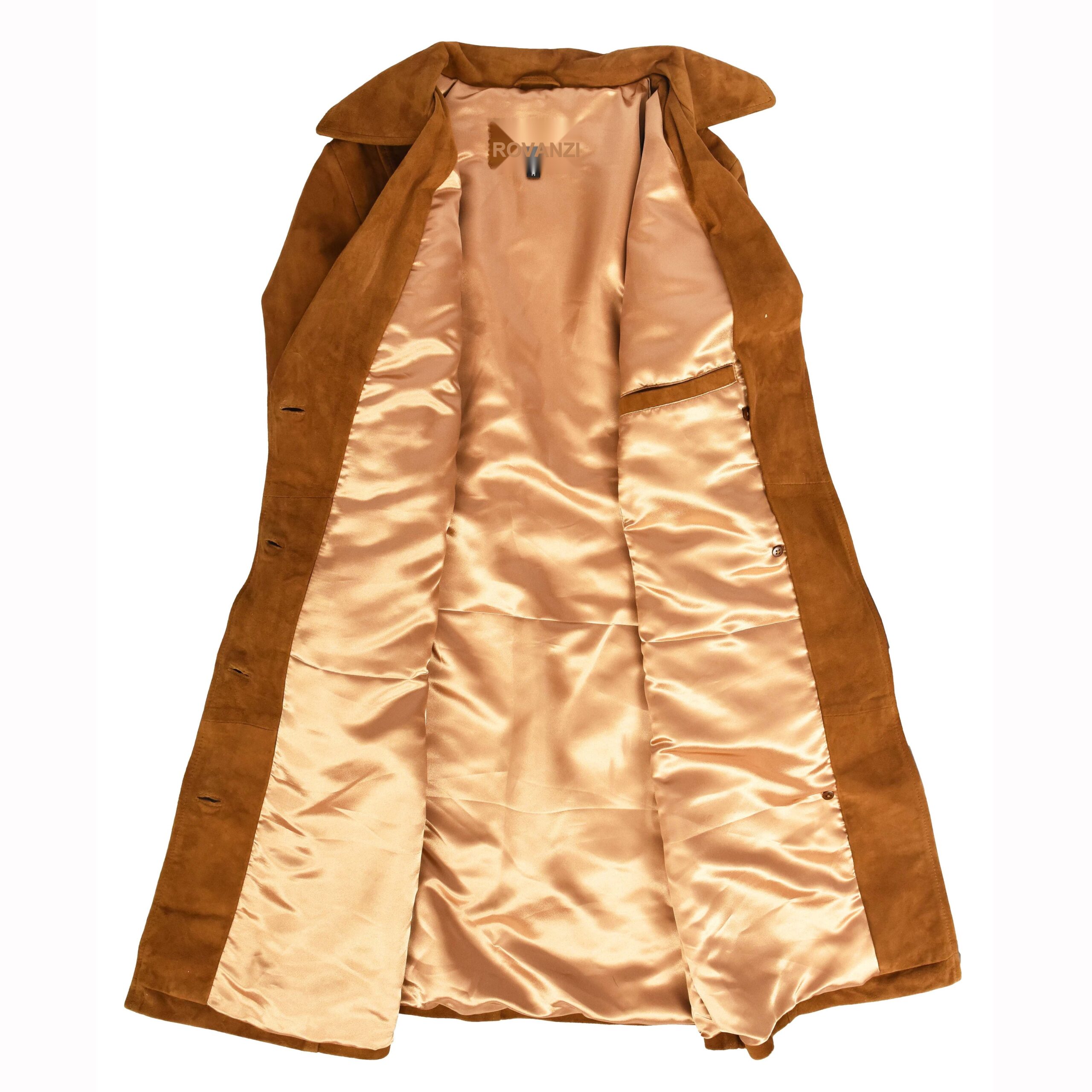 BUNERI Trench de Ante de Cabra para Mujer 3/4 Longitud Coñac con Cinturón - Imagen 6