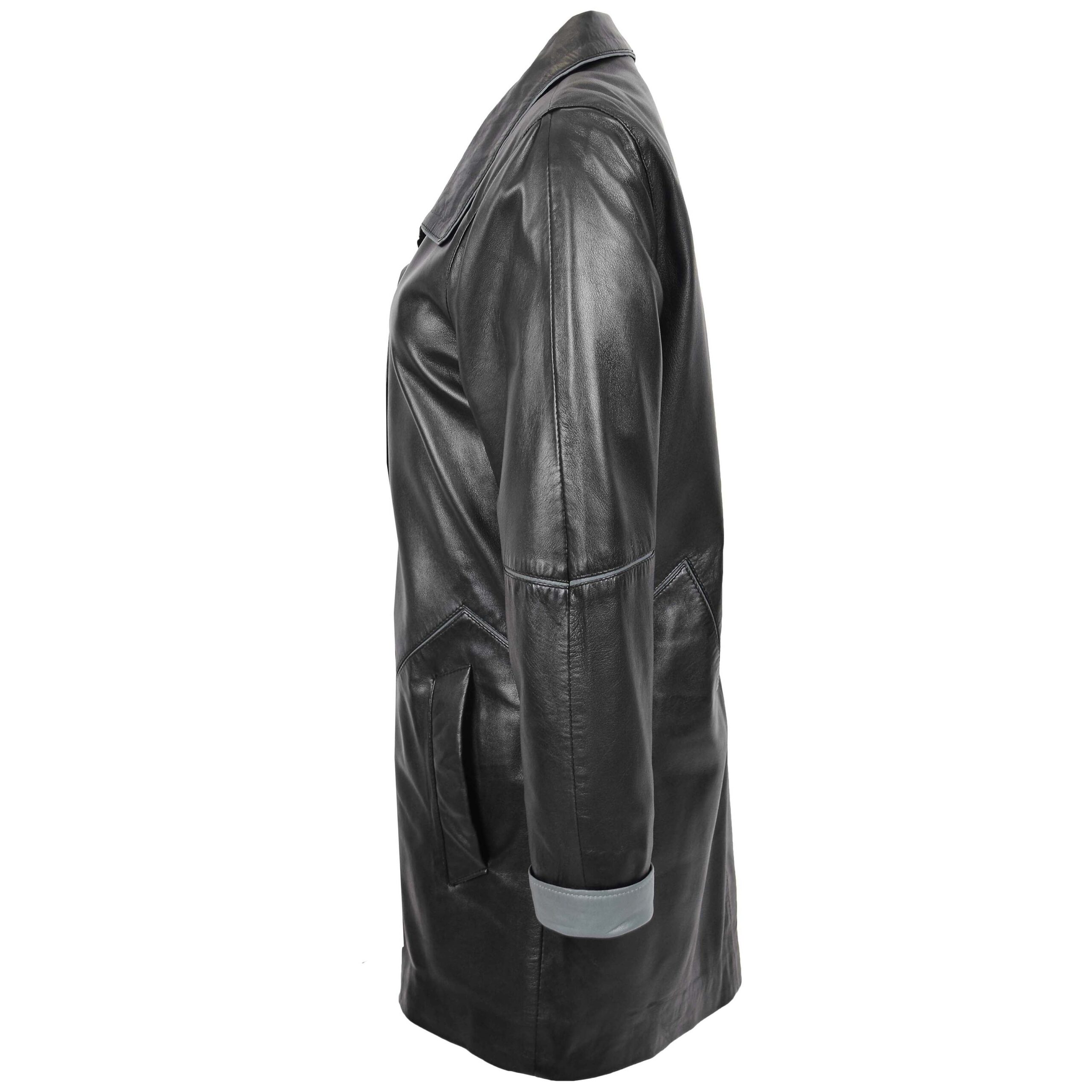 BUNERI Cuero Margaret Negro-Gris 3/4 Largo Estilo Clásico - Imagen 5