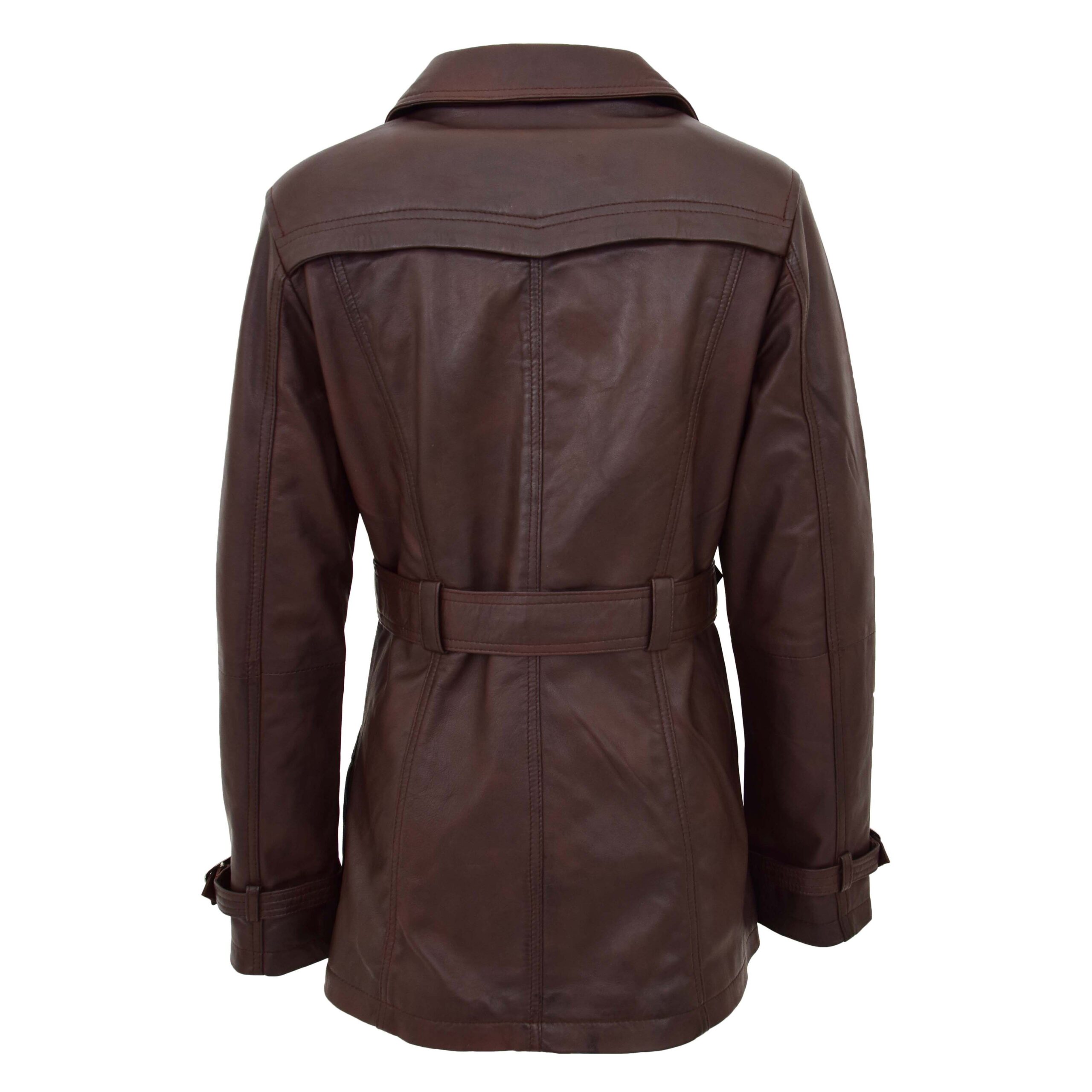 BUNERI Trench de Cuero Doble Botonadura para Mujer Marrón Sienna - Imagen 2