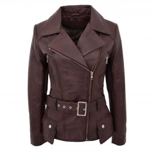 BUNERI Biker Cuero Celia Marrón Largo Caderas