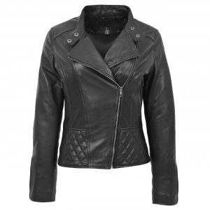 BUNERI Biker Cuero Laura Negro Cuello Alzado
